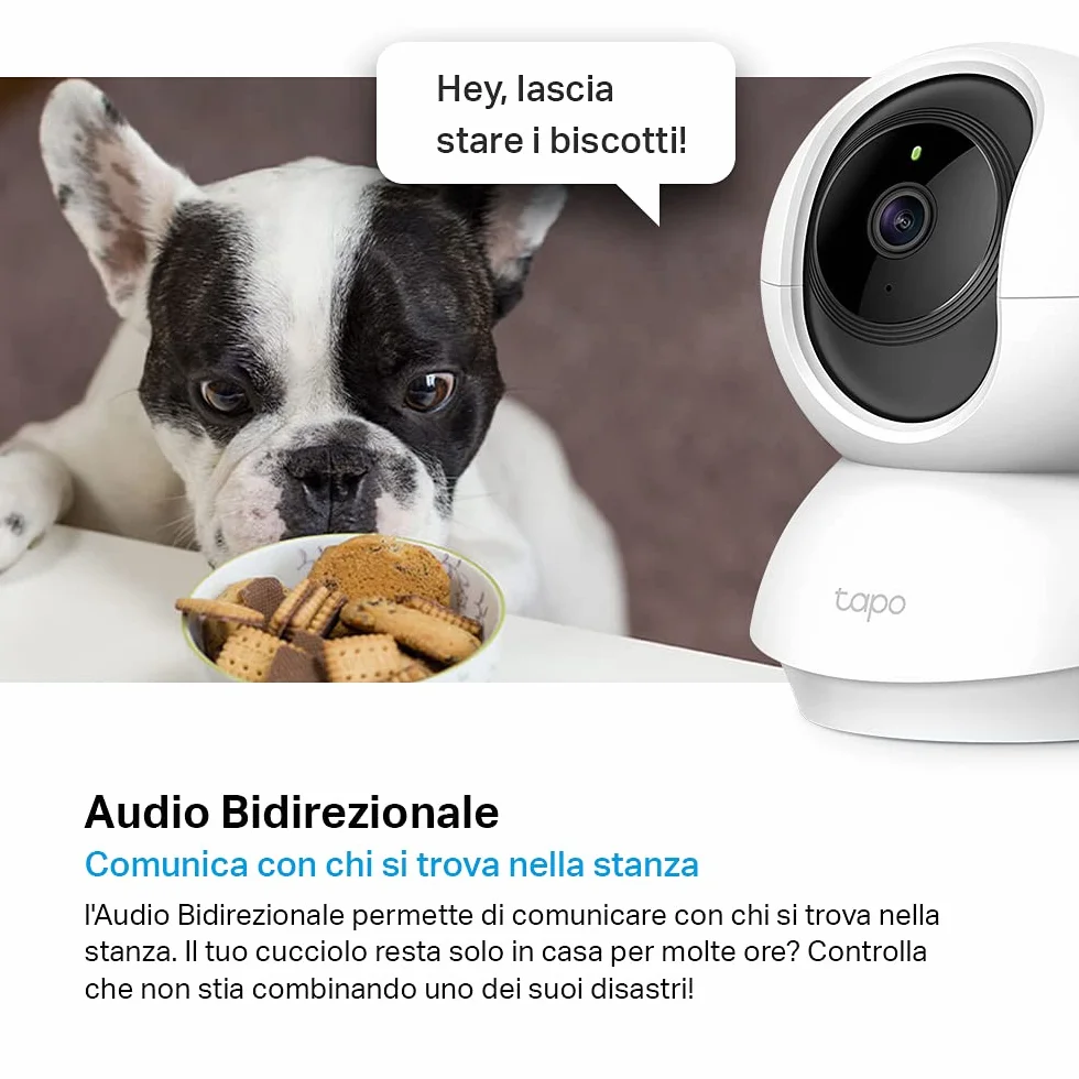 Tapo C210 Telecamera Wi-Fi Interno 2K(3MP), Videocamera Sorveglianza, Visione Notturna, Notifiche in Tempo Reale, Storage su Cloud, MicroSD fino a 512GB, Funziona con Alexa e Google Assistant