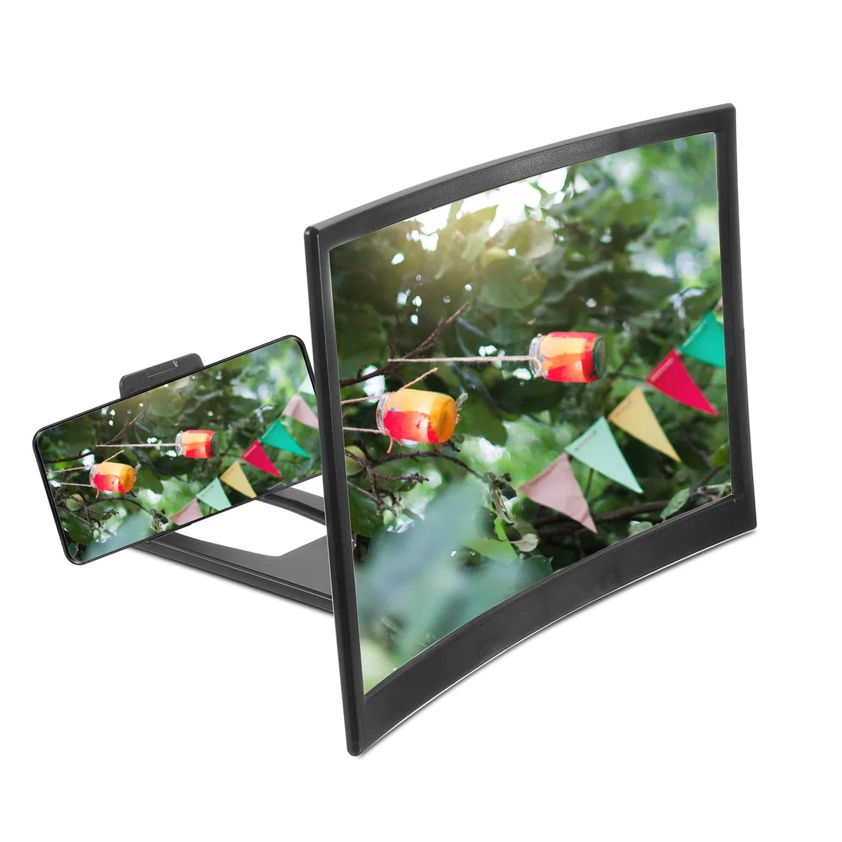 QUARKZMAN 14" Schermo Lente Ingrandimento per Cellulare Telefono, 3D HD Lente Proiettore Schermo Amplificatore Supporto per Tutti Telefoni Film Video Giochi, Nero 12x7,5x0,5"
