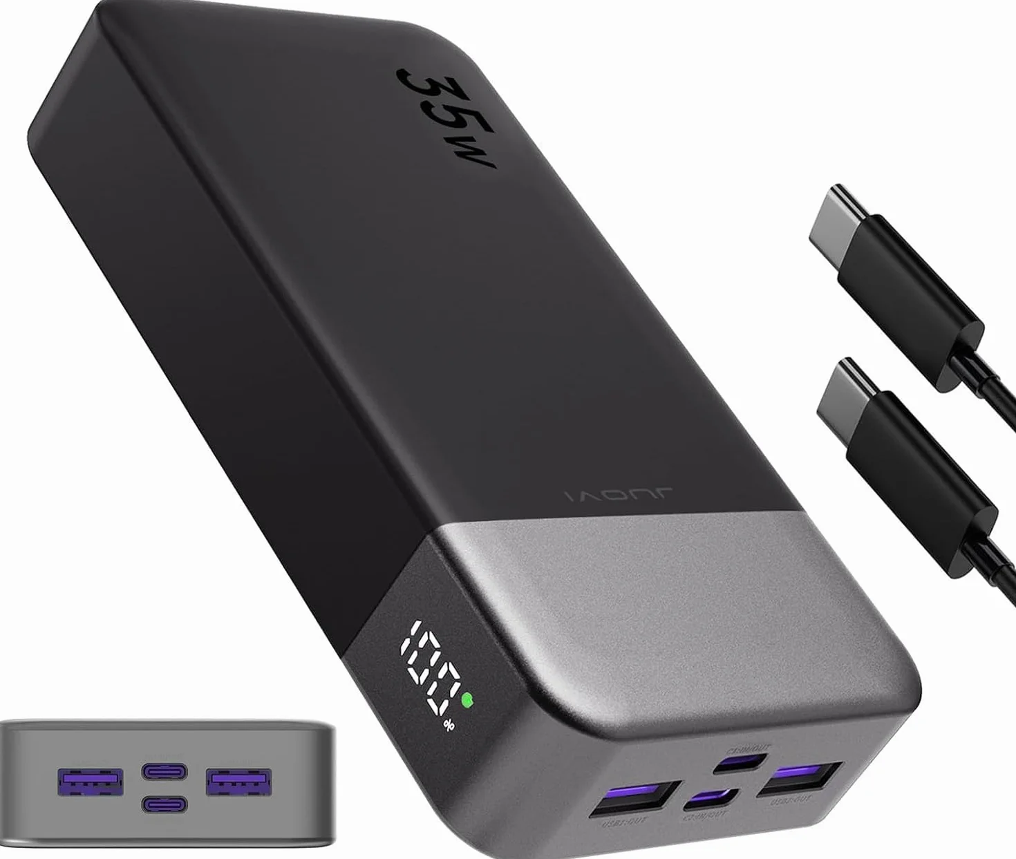 Portable Power Bank 20000mAh, JUOVI 35W caricabatterie portatile, batteria di ricarica rapida, PD3.0 QC4.0 batteria esterna del telefono con display LED per iPhone 16 15, Galaxy, Tablet, Switch, ecc