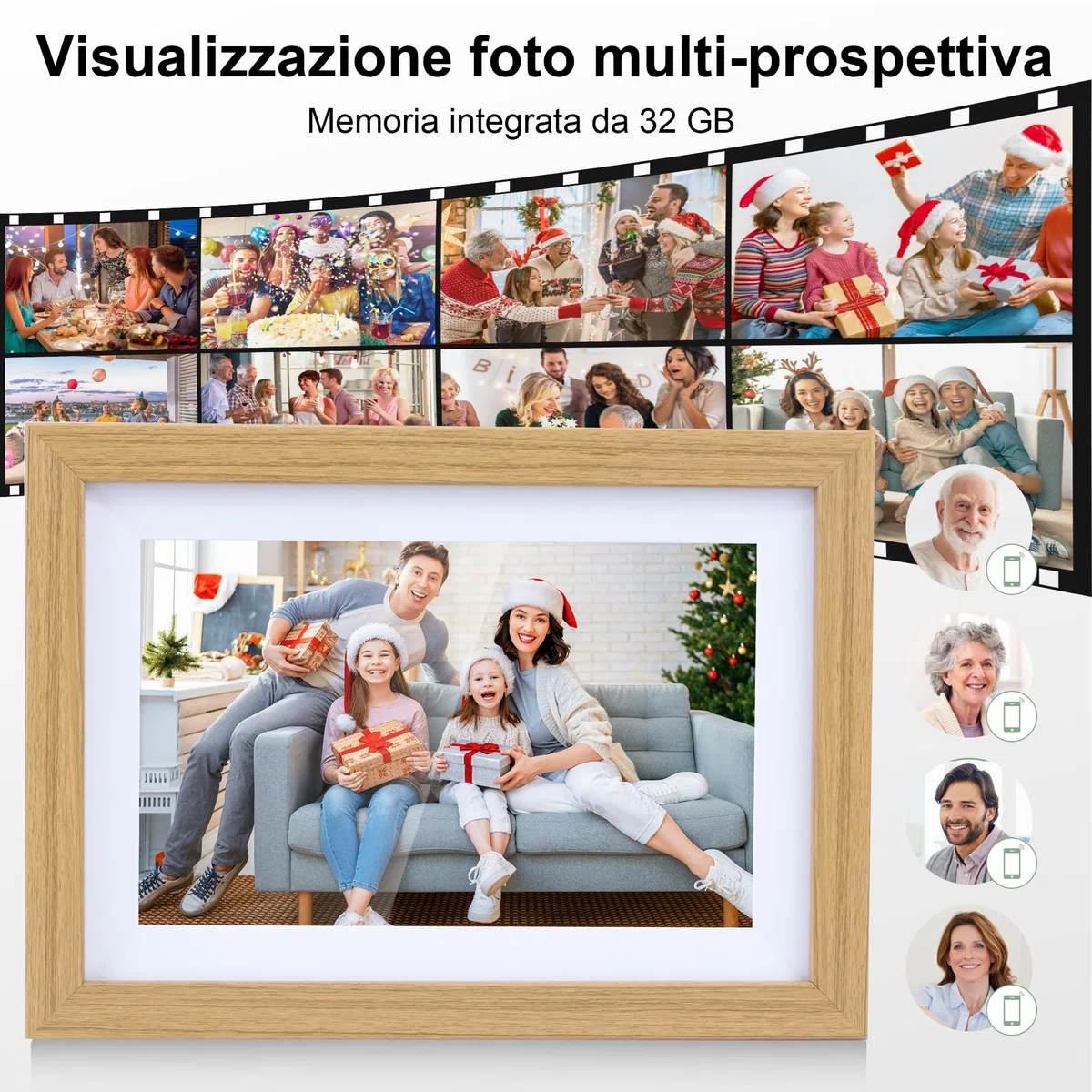 Veidoo Frameo 10 1 Pollici 32GB WiFi Cornice Foto Digitale 1280x800 IPS Touchscreen Rotazione Auto Condividi Foto Video tramite App Sincronizza Calendario Famiglia