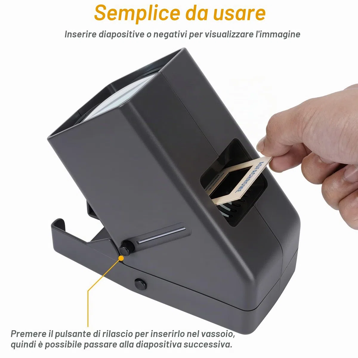 Proiettore di Diapositive e Negativi da 35mm, Visualizzatore di Diapositive, Illuminata a LED con Ingrandimento 3X