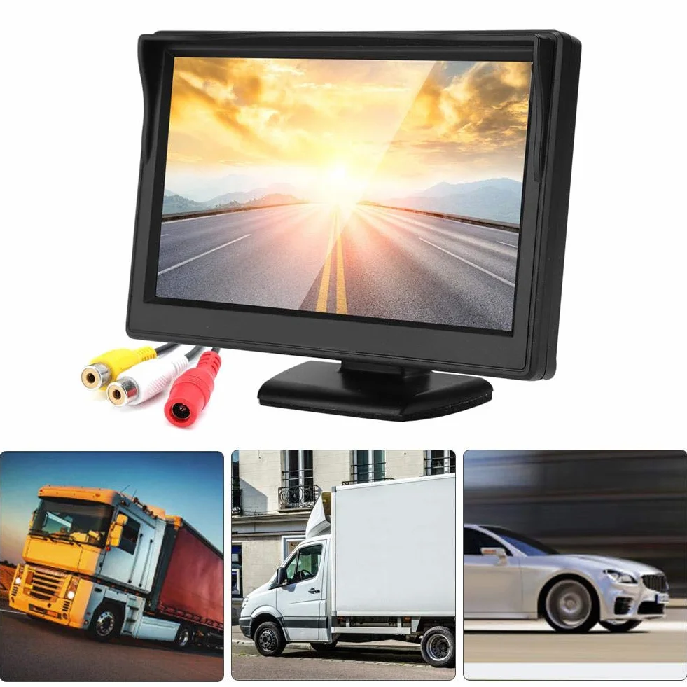 Monitor auto, 5 pollici HD TFT LCD Telecamera per retromarcia Supporto per monitor impermeabile PAL/NTSC per telecamera di backup per auto.