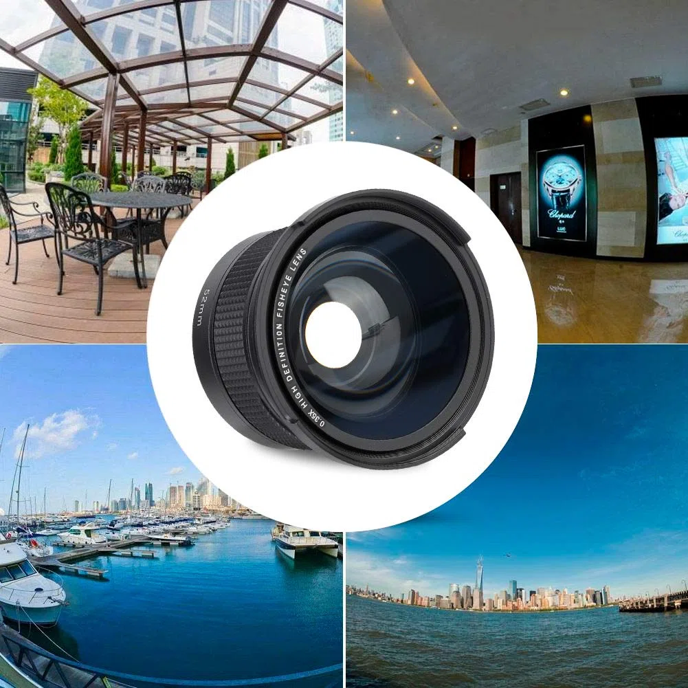 Annadue Obiettivo Grandangolare Fisheye 52mm 0,35X per Fotocamere SLR DSLR, Obiettivo Ultra Grandangolare Fisheye Universale per Fotocamere con Filettatura Obiettivo 52mm