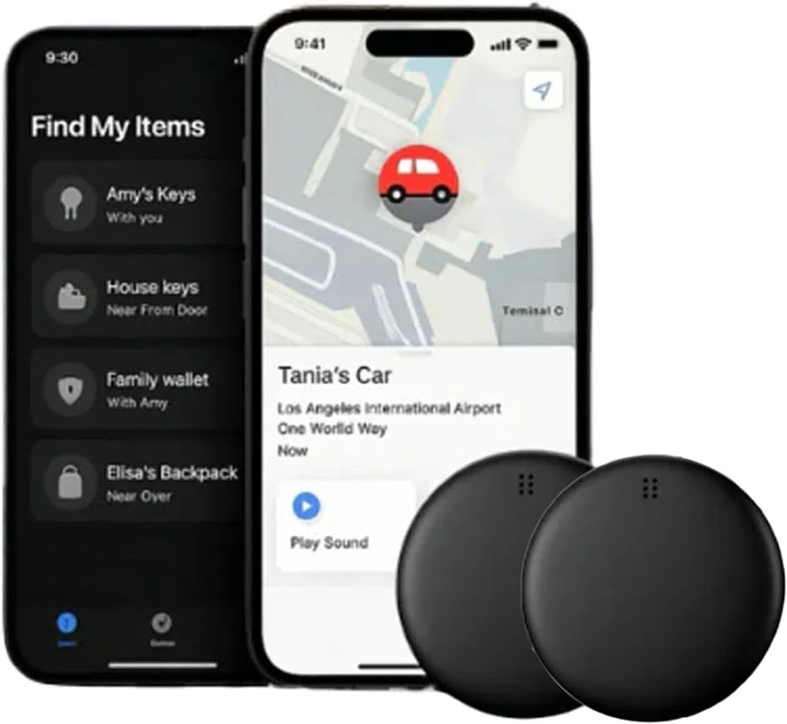 Dimova Localizzatore, GPS Preciso Senza Abbonamento (Android/Apple), Smart Tracker per Bambini, Auto, Animali Domestici(Android-Paquet de 2)