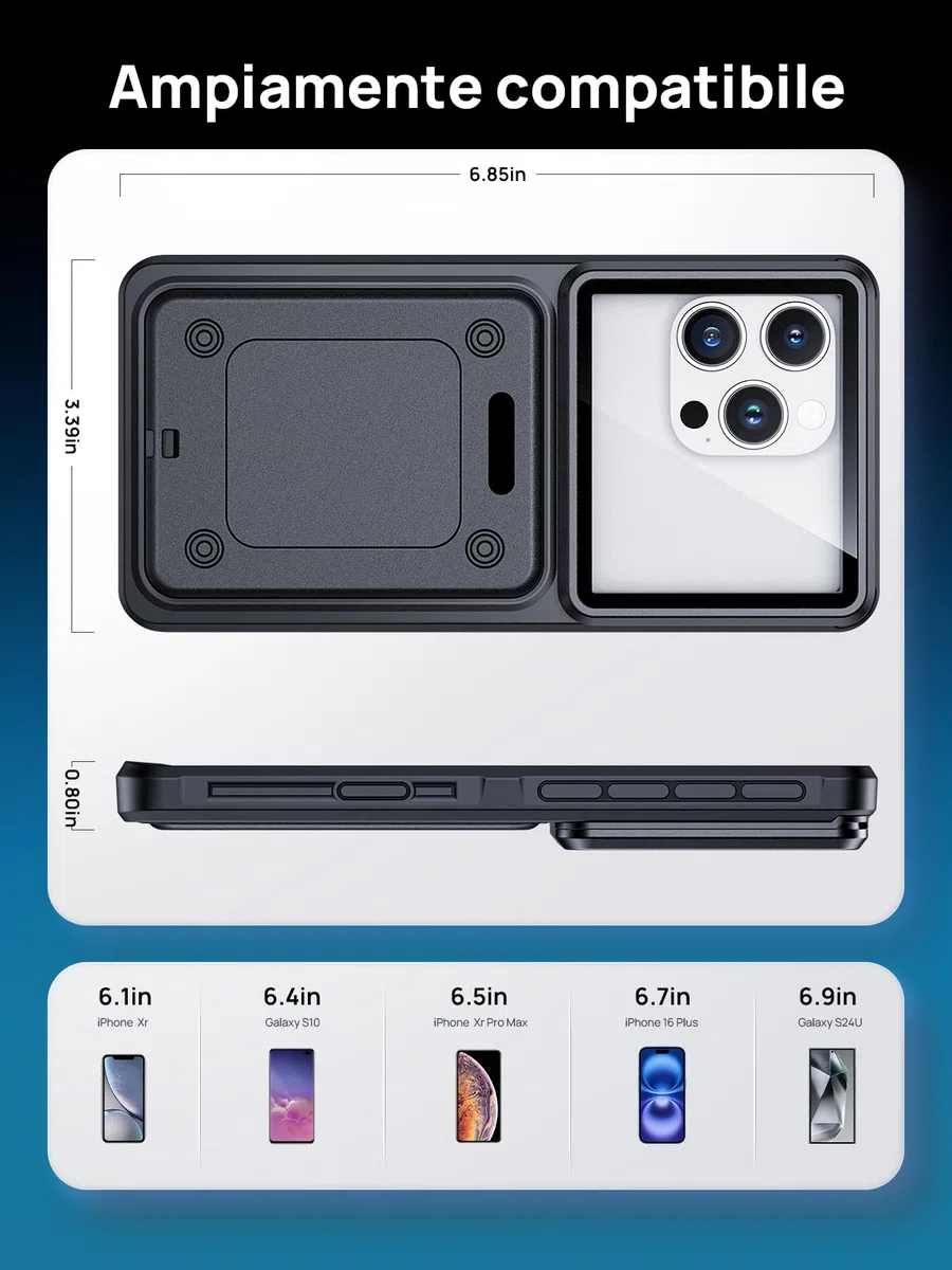 Custodia Impermeabile 15M Professionale IPX8 Smartphone 6.1-6.9‘’ Universale Cover Subacquea [Touchscreen Subacqueo] Asciutta Borsa per iPhone Samsung Galaxy Huawei XiaoMi Google Pixel