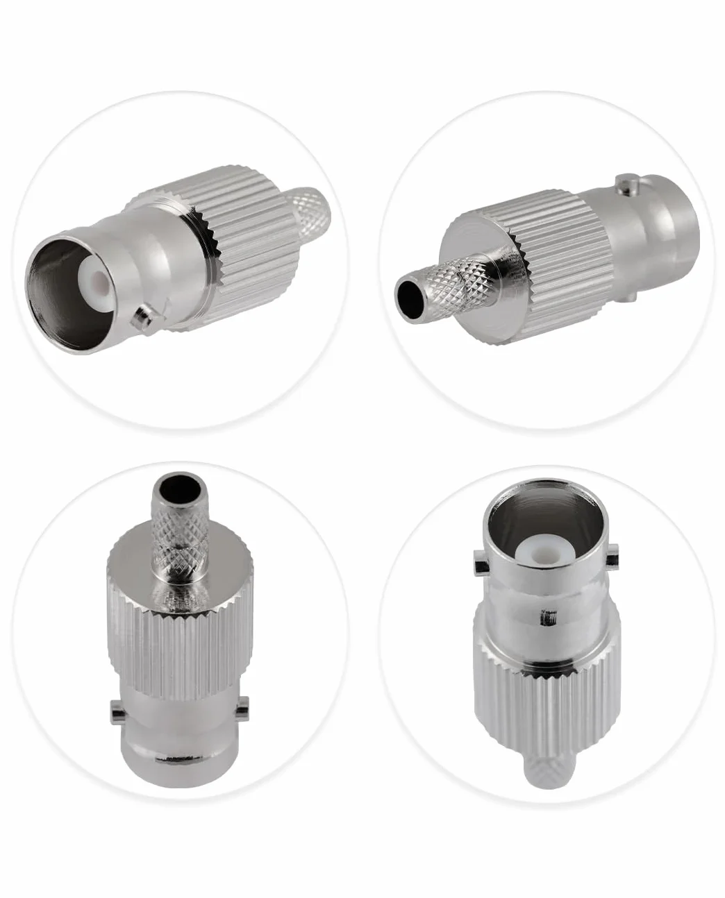 Vecys 10 PCS BNC Femmina Connettori 50 Ohm BNC Femmina Crimpare Connettore per RG58 RG142 RG400 VLMR195 RF Coassiale Cavo