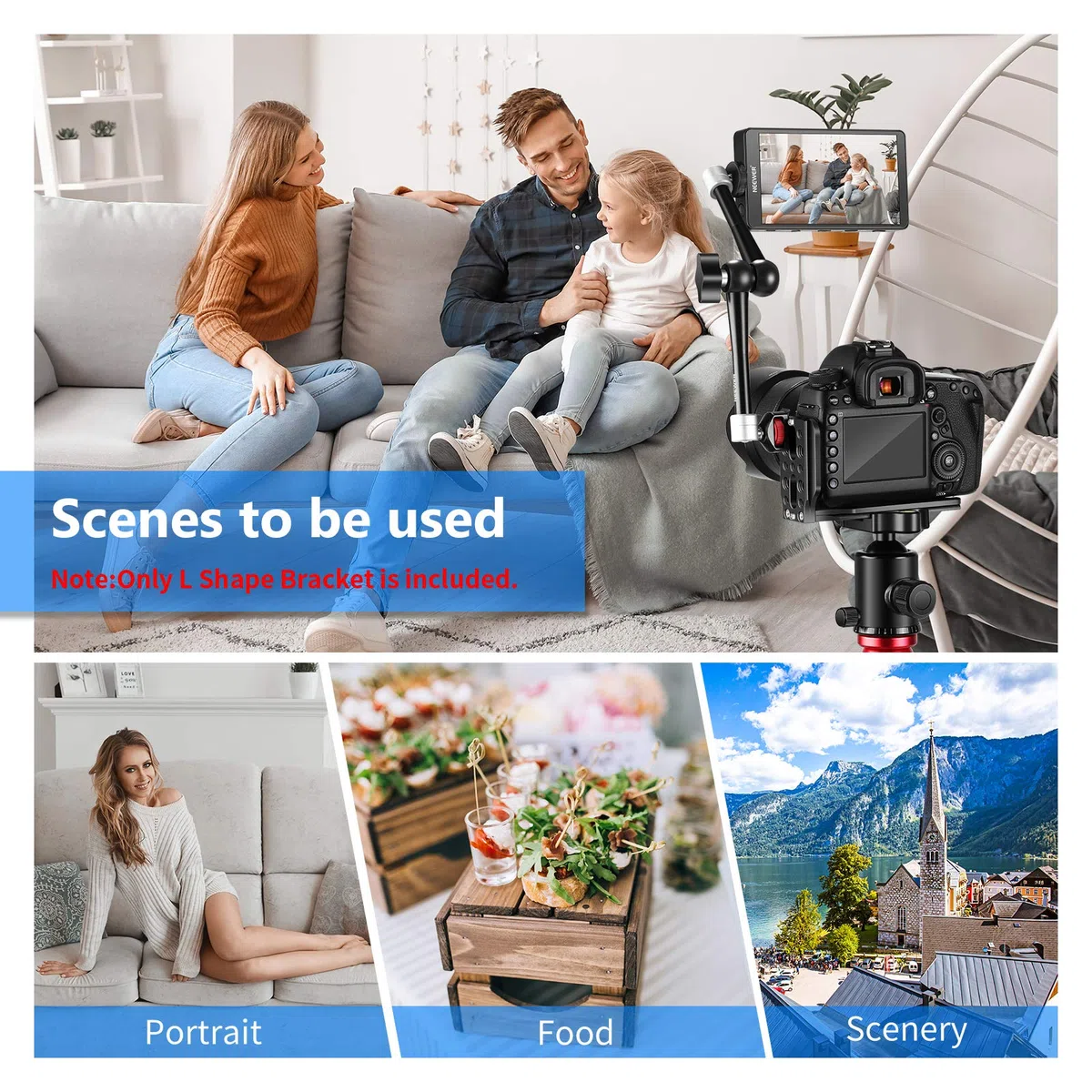 NEEWER Staffa a Forma di L Piastra QR Verticale Staffa Universale per Fotocamera DSLR con Base Arca a Vite 1/4" Compatibile con DJI Ronin Zhiyun Weebill Nikon Canon Sony Panasonic(Nera)