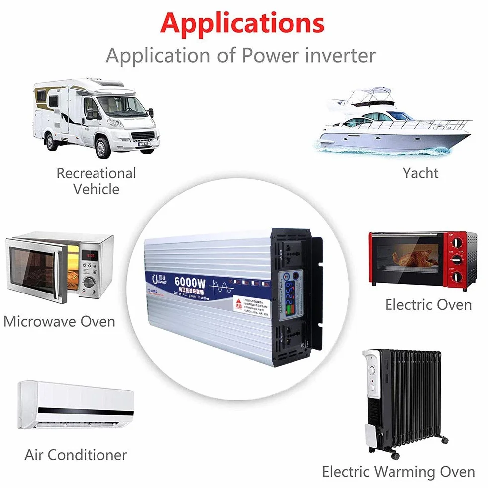 Inverter 600 W 1000 W 2000 W 3000 W 4000 W 5000 W 6000 W pura onda sinusoidale 48/60 V a 220 V trasformatore spina doppia USB auto per monitor LCD auto, iPhone, iPad e tablet laptop 48 V-4000