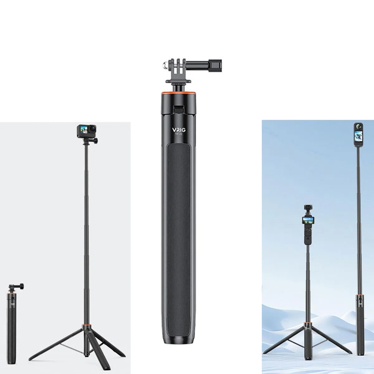 Treppiede estensibile per DJI OSMO Pocket 3/Action 4, lunghezza regolabile 138 cm, asta di estensione per Insta360 ONE X3/X2