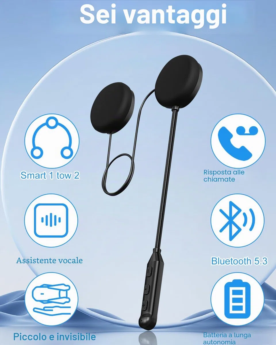 Auricolare Bluetooth Moto Bt5.3, Autonomia 16 Ore, Chiamata Vivavoce Microfono, Controllo Chiamata, Riduzione Rumore