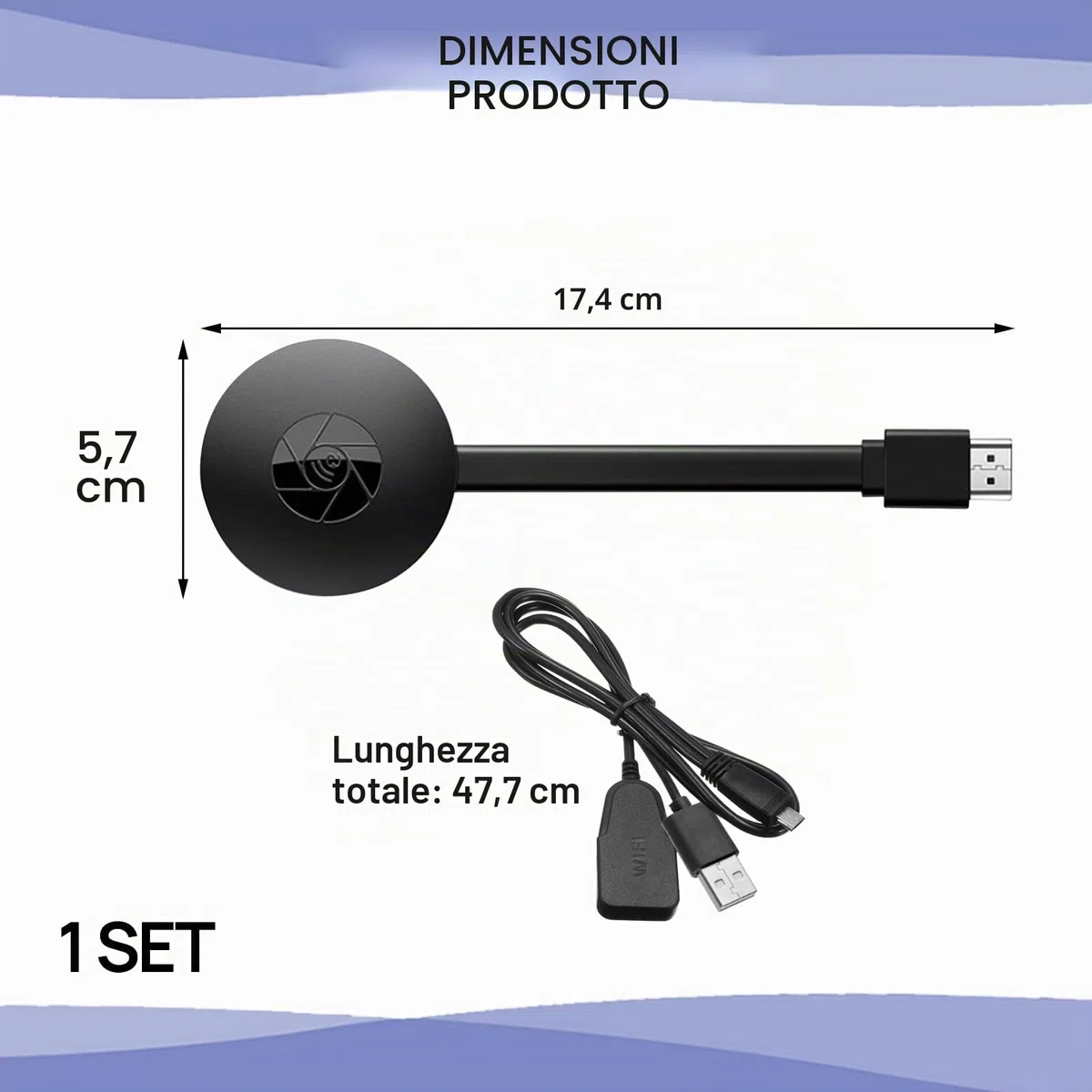 Chromecast Google, dispositivo Chromecast per TV, Miracast Dongle, adattatore per display wireless 1080P, dongle HDMI wireless, streaming video per schermo mirroring, compatibile con DLNA AirMirror