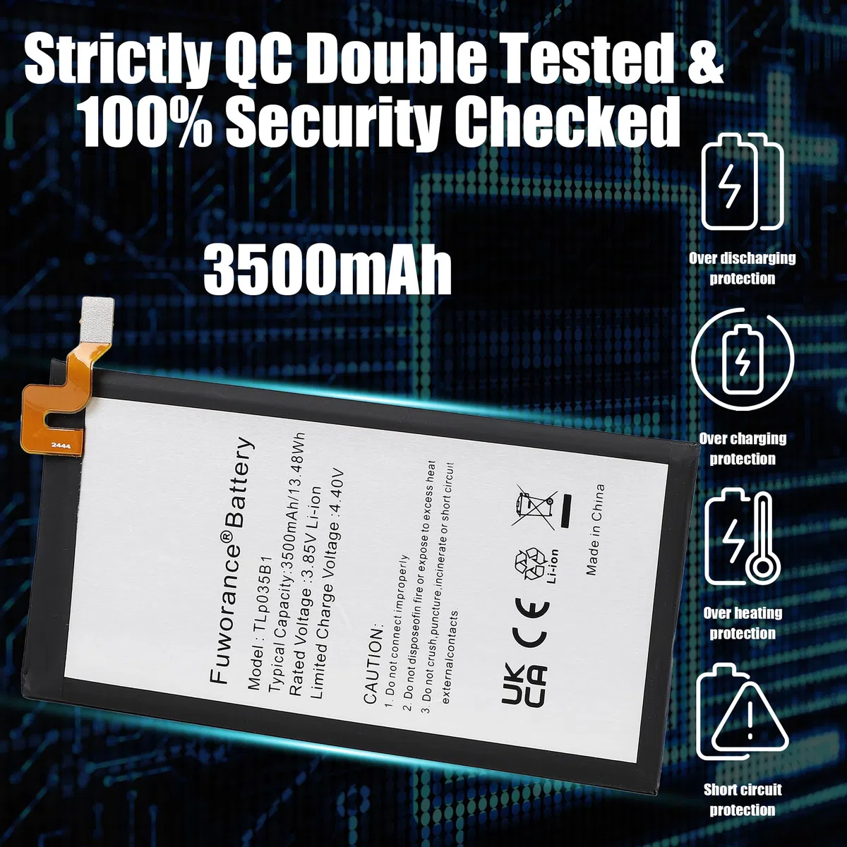 3500mAh 3.85V TLP035B1 Batteria di Ricambio Compatibile con Blackberry Key2 Key 2 Two BBF100-1 BBF100-2 Telefono Cellulare Ricaricabile Batteria agli ioni di litio +Un kit di Strumenti