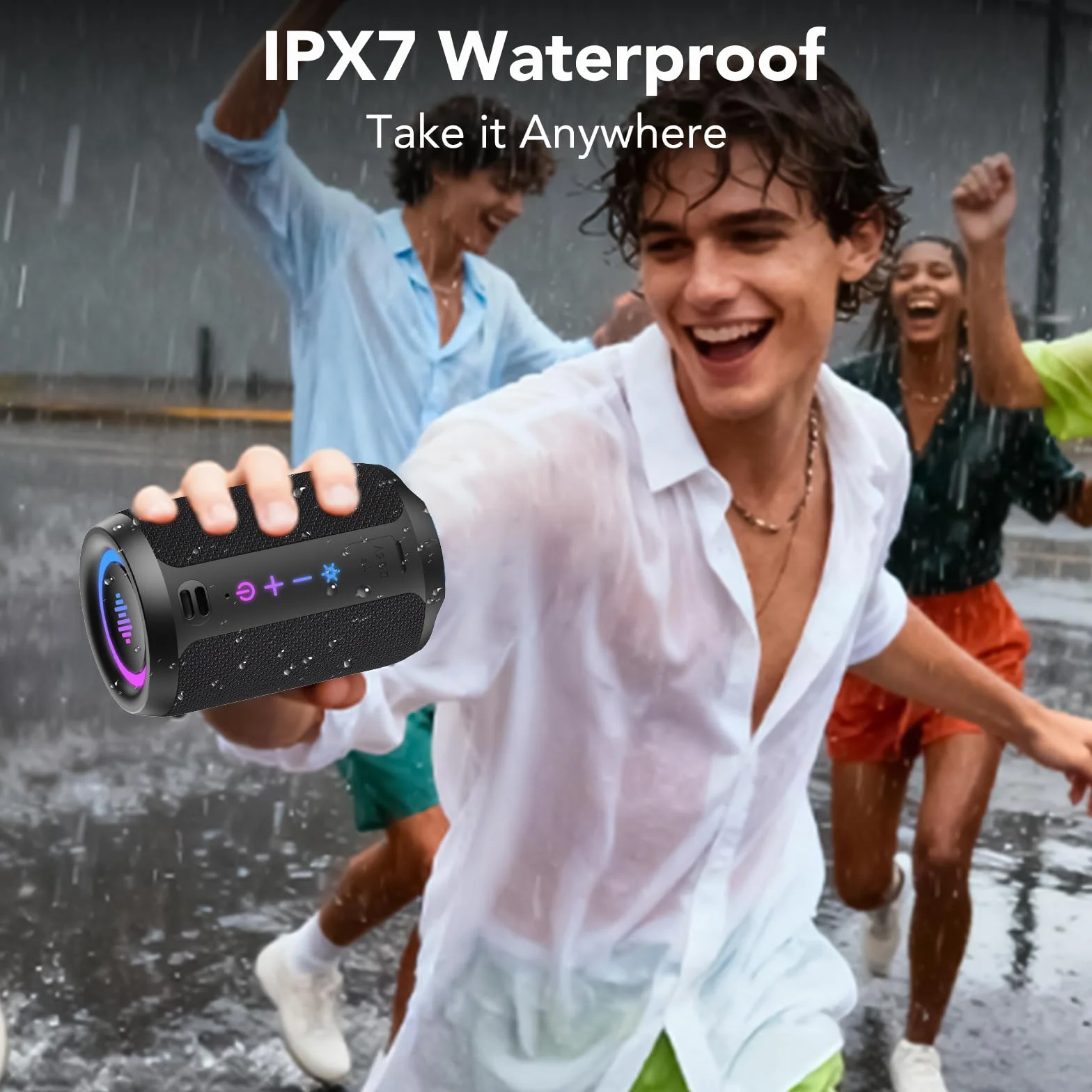 Cassa Bluetooth Portatile Potente 15W, Mini Altoparlante Bluetooth 5.4, Accoppiamento TWS, Bassi Potenti, IPX7 Impermeabile, Luci LED Colorate, 12 Ore di Autonomia, Speaker Bluetooth da Esterno Feste