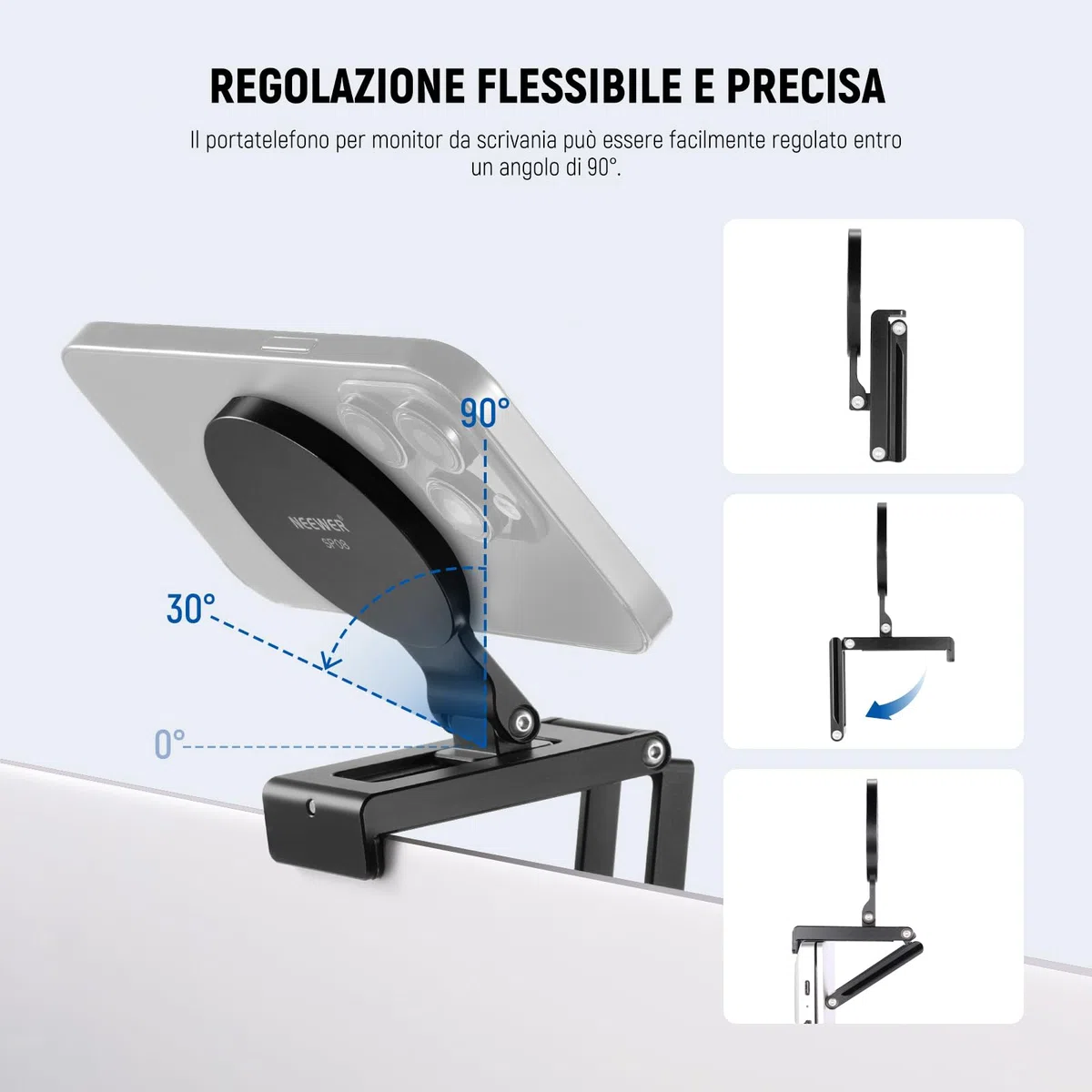 Neewer Supporto Fotocamera Continuity per Monitor da Scrivania, Attacco Magnetico Pieghevole per Telefono/Fotocamera/Webcam con Base Arca, Compatibile con MagSafe iPhone iMac Mac Laptop Samsung, SP08