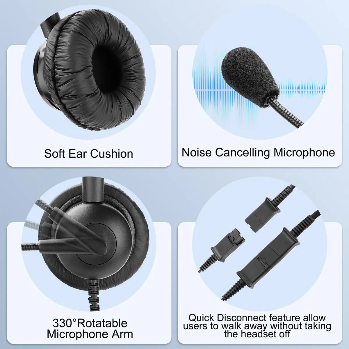 Cuffie telefoniche RJ9 Call Center Ufficio Telefono fisso da scrivania Cuffie con microfono con cancellazione del rumore per Avaya Polycom Aastra Mitel Gigaset Alcatel Fanvil