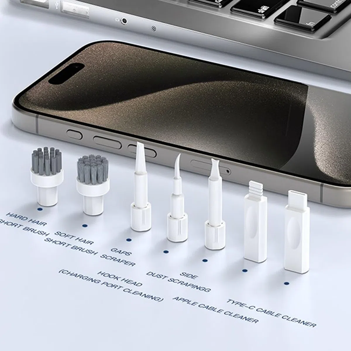 Kit di pulizia per tastiera, spazzola elettronica portatile, mini aspirapolvere con struttura ad alta, set di strumenti multifunzione con stile professionale, tecnologia per laptop e