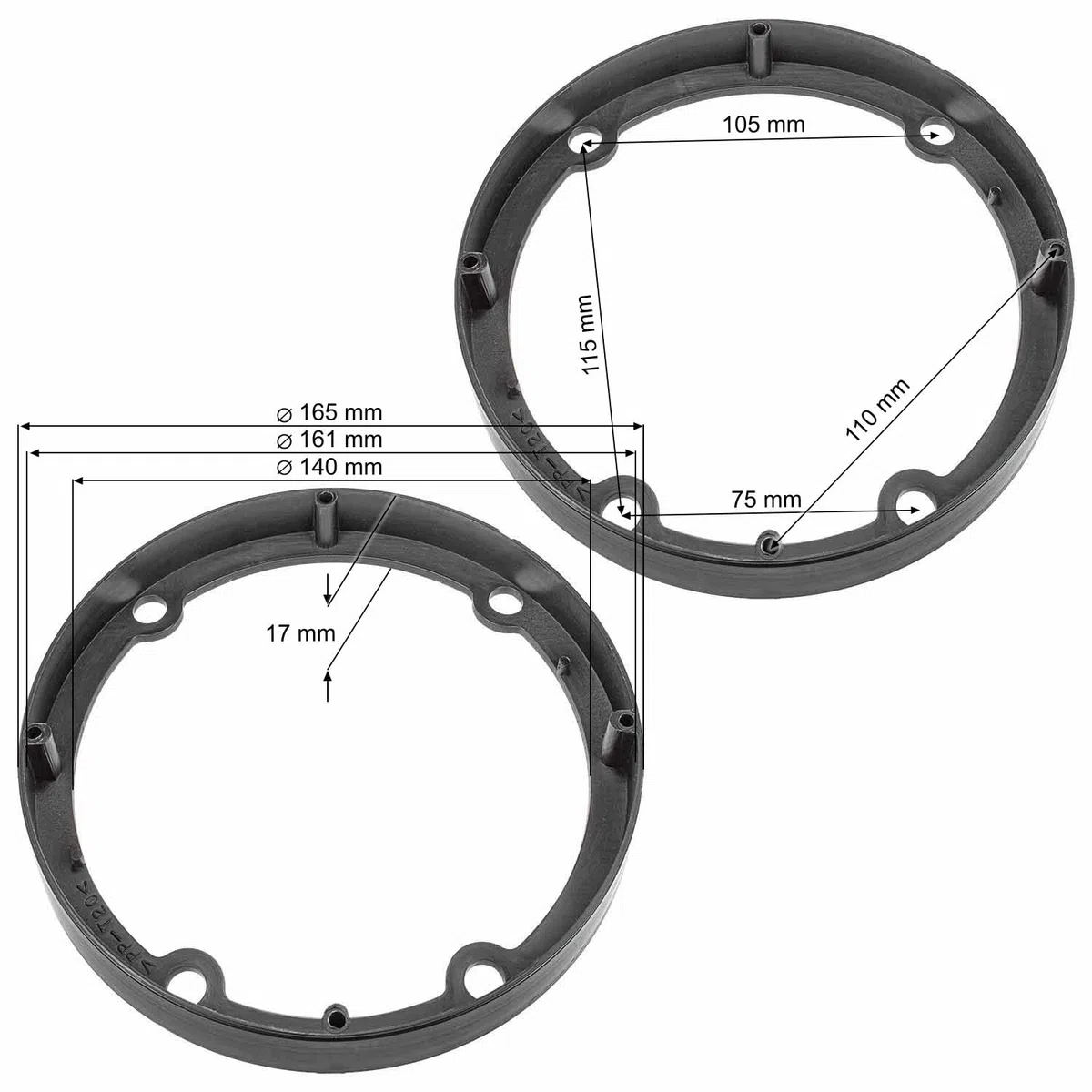 tomzz Audio 2834-022 Anelli per altoparlanti staffe adattatore compatibile con Mercedes Vito Viano Sprinter dal 2006 Porta anteriore per altoparlanti DIN 165mm