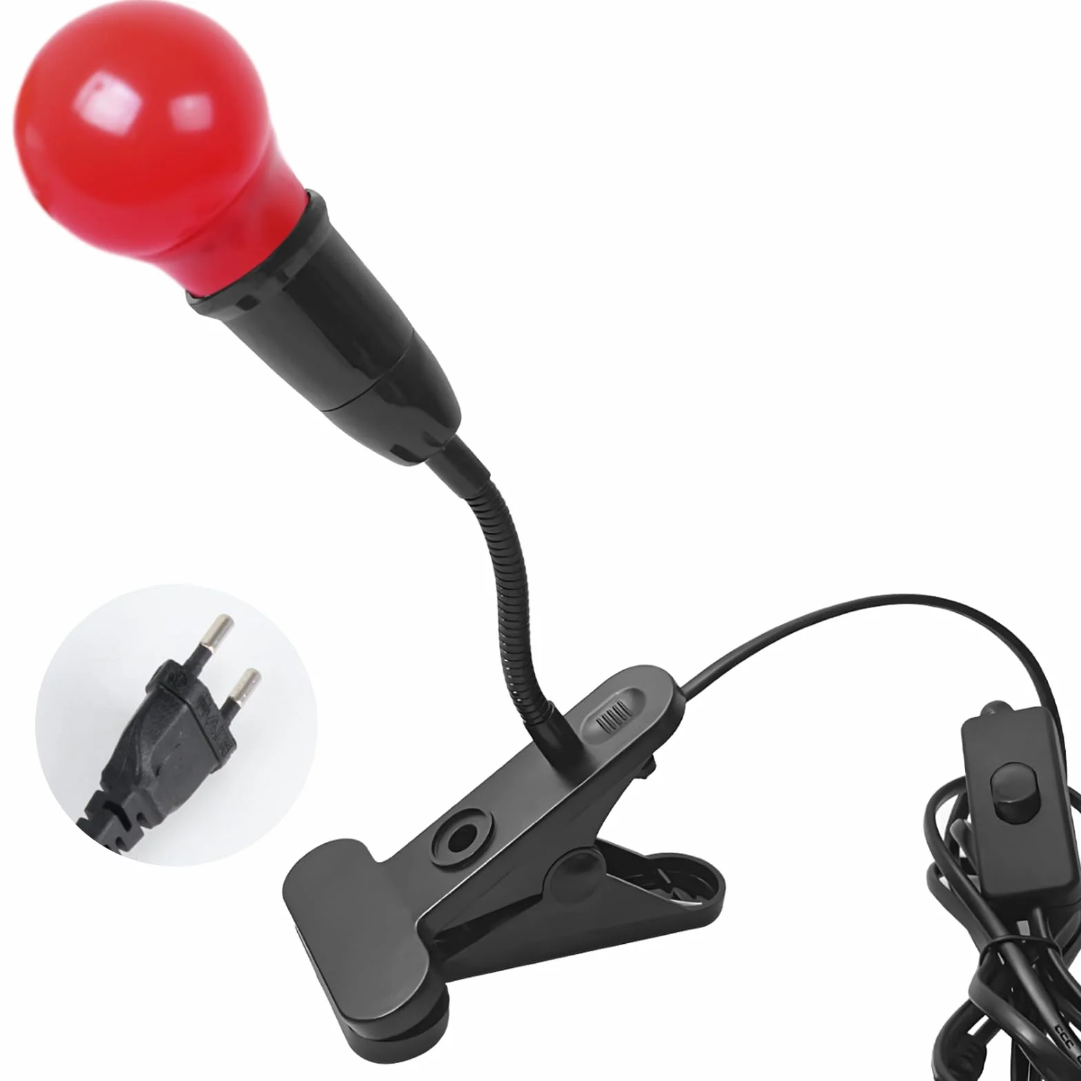 eTone Darkroom Safe Light, lampada da scrivania a LED rossa con clip, regolabile a 360 gradi, adatta per la lavorazione di film S/W e carta da stampa S/W (5 W)