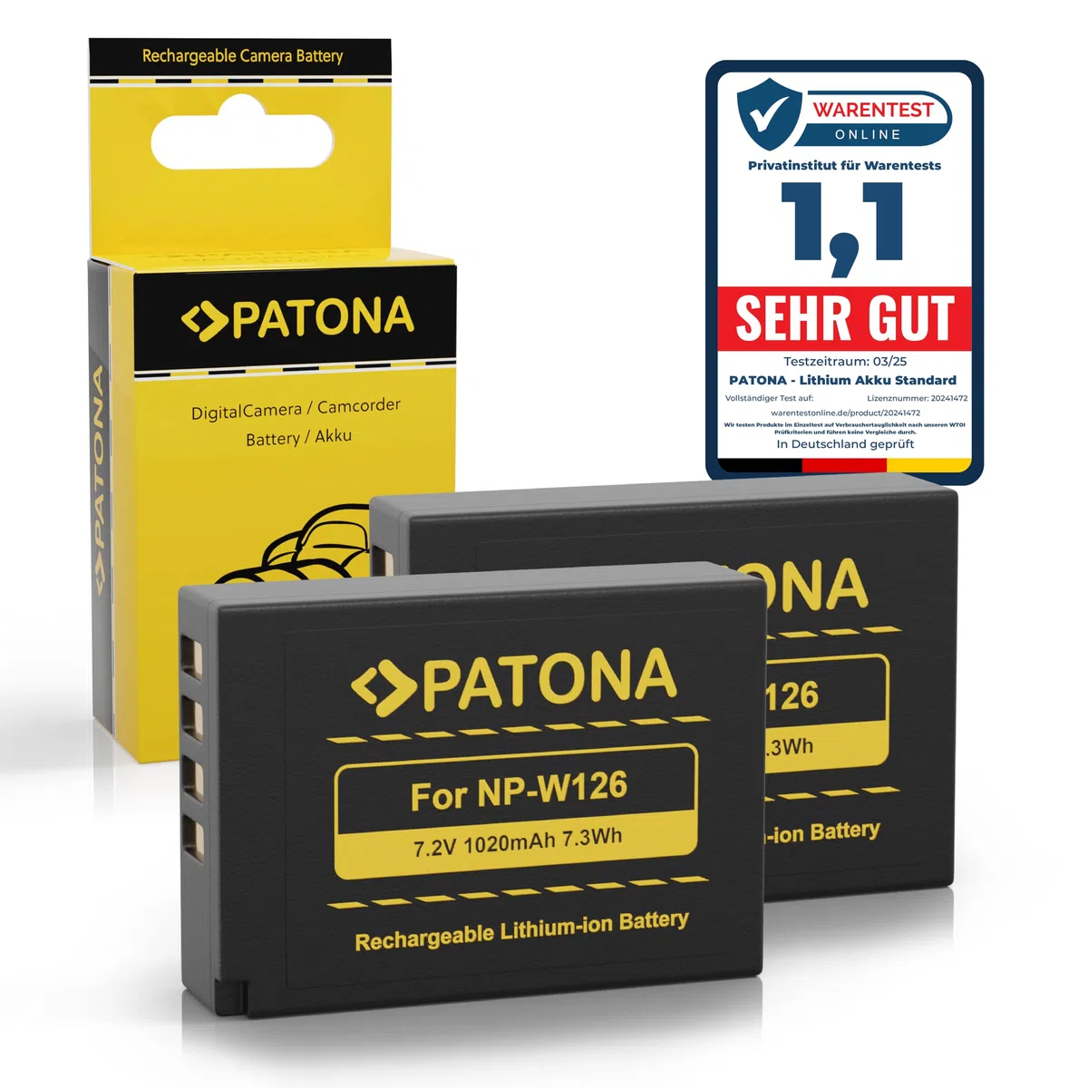 PATONA 2x NP-W126 Batteria 1020mAh – ricambio per Fujifilm NP-W126/NP-W126S – per X100V X100VI X100F, X-T3 X-T5, X-T20–X-T50, X-M5, X-S10, X-Pro, X-E, X-A – doppia scorta per la serie X