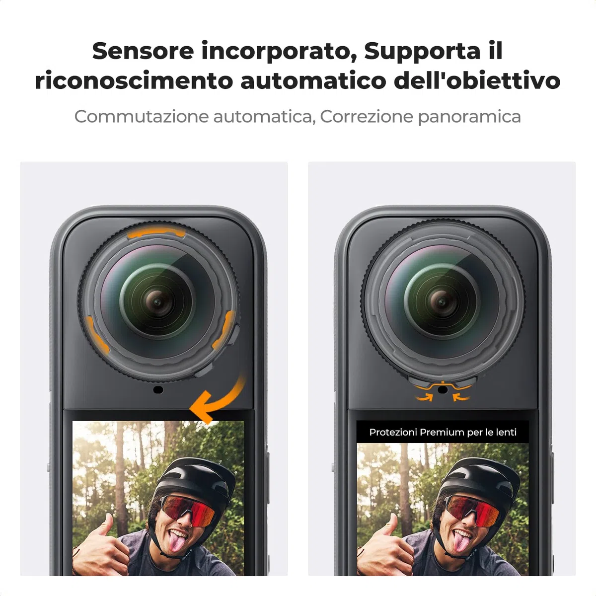 K&F Concept Protezioni Lente Standard Compatibili con Accessori Insta360 X5 - Coperchio Protettivo in Vetro Ottico Temperato ad Alta Trasparenza con Pellicola Schermo, Kit Sostitutivo Antigraffio