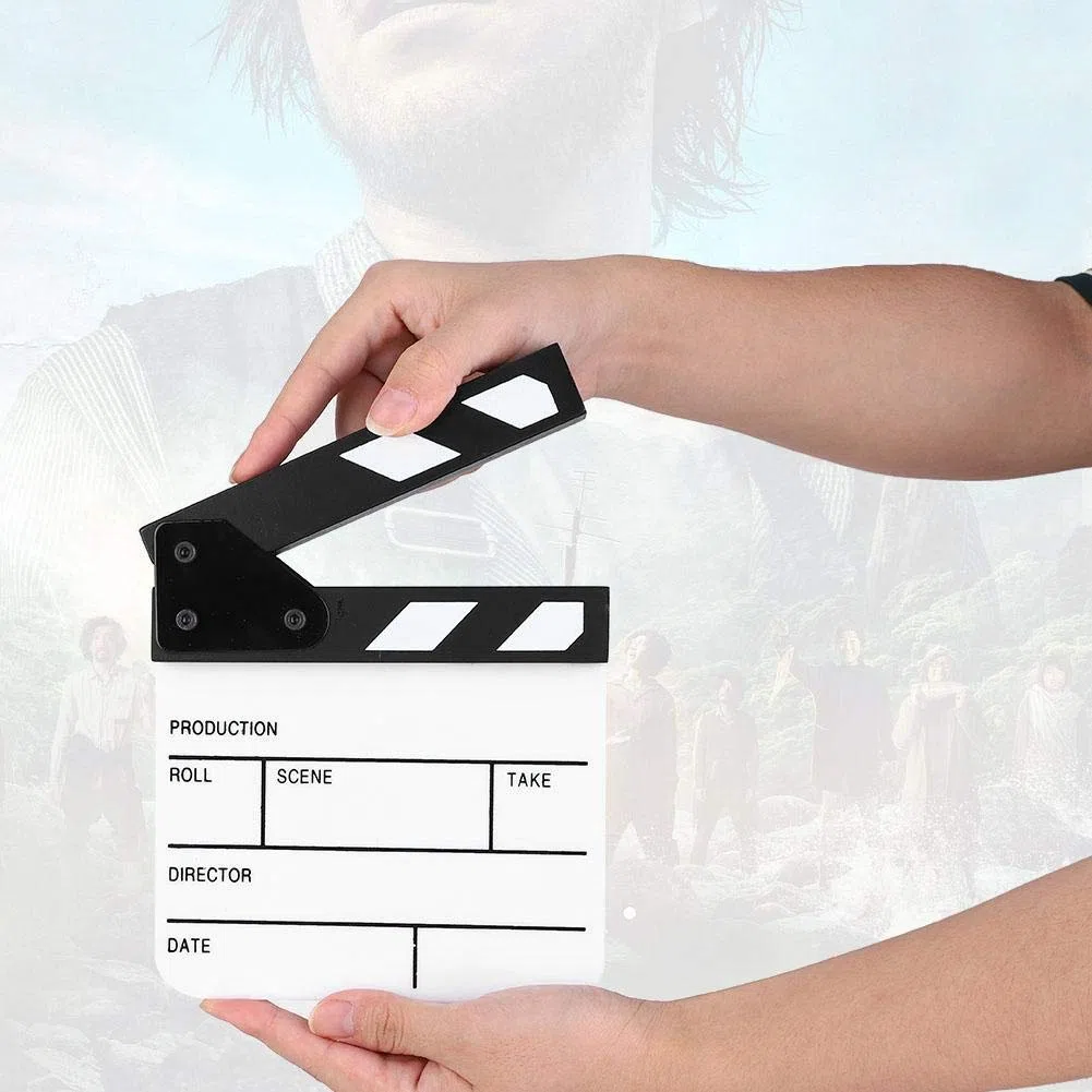 Bewinner Ciak Cinematografico, Cinematografico di Film Clapper, Mini Acrilico Clapper Board, Acrilico Assicella Secco Film Clapboard con Bastoncino
