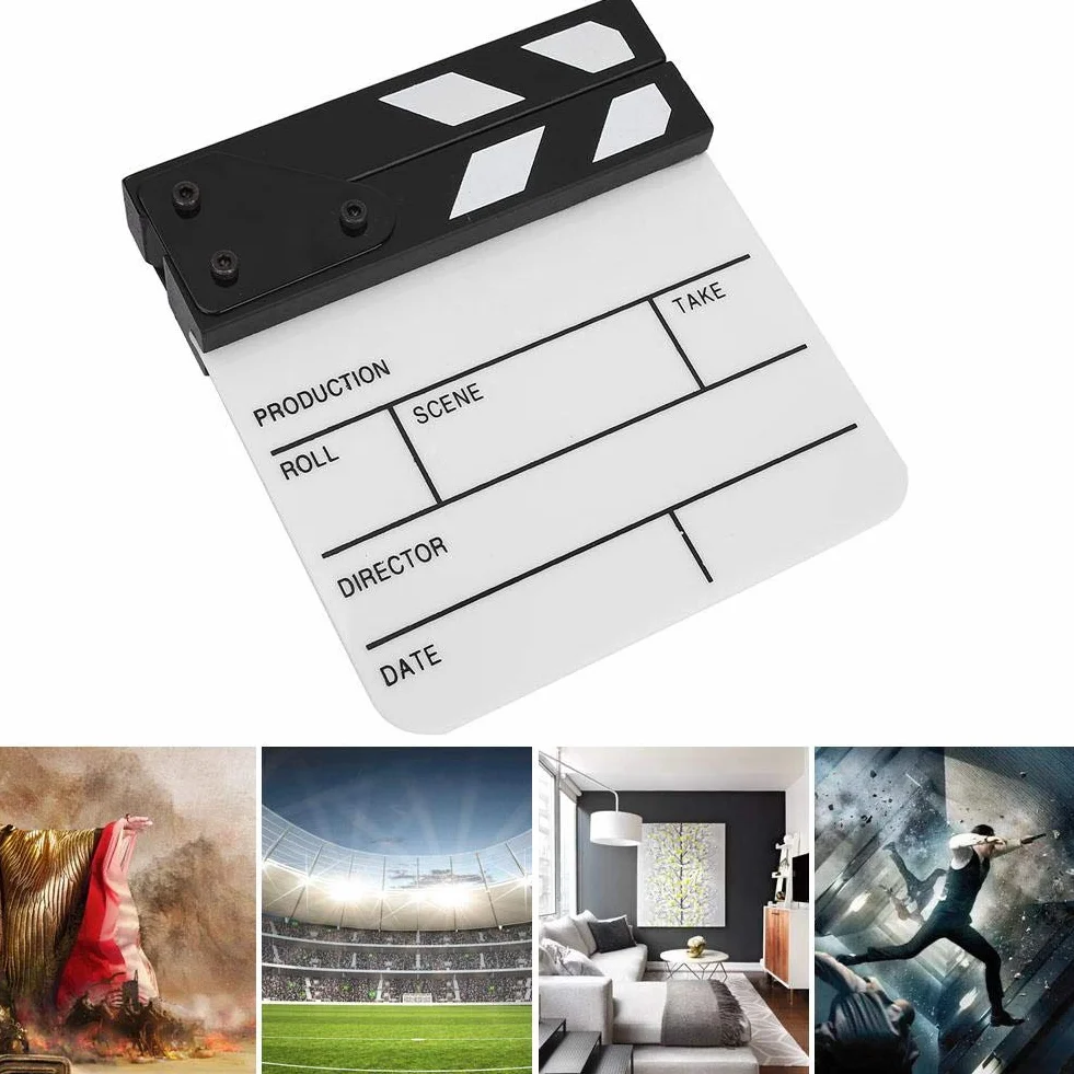 Bewinner Ciak Cinematografico, Cinematografico di Film Clapper, Mini Acrilico Clapper Board, Acrilico Assicella Secco Film Clapboard con Bastoncino