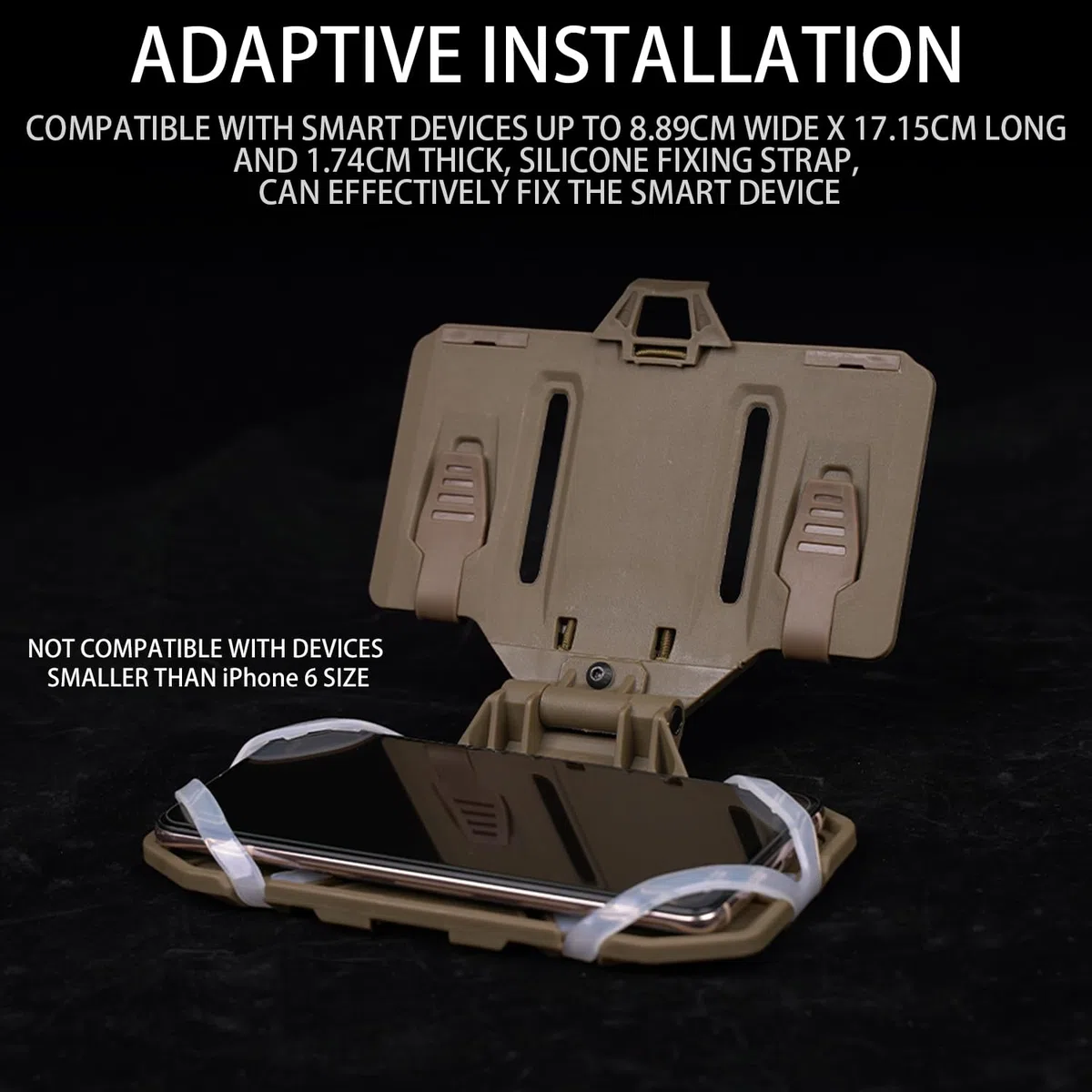 Supporto tattico universale per telefono Molle, supporto per telefono, a sgancio rapido, pieghevole, navigatore per schermo da 4,7 a 6,7 pollici (marrone)