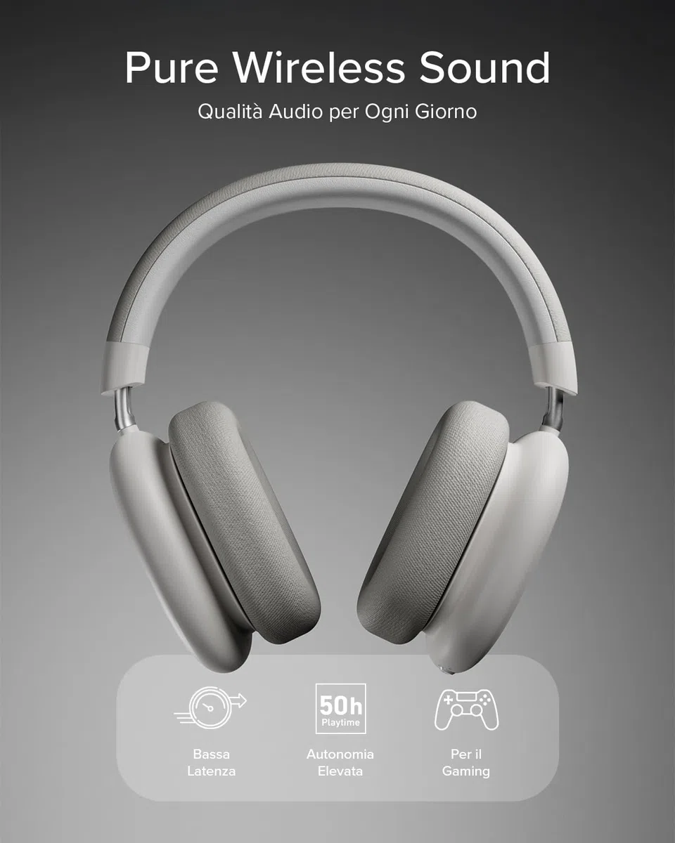 JAZ Pure Wave Cuffie Wireless Gaming On Ear, Jack 3.5mm Incluso | Bassa Latenza, Microfono e Controlli Integrati, Cavo Di Ricarica incluso, per Smartphone, Tablet, Laptop, 50h di Riproduzione