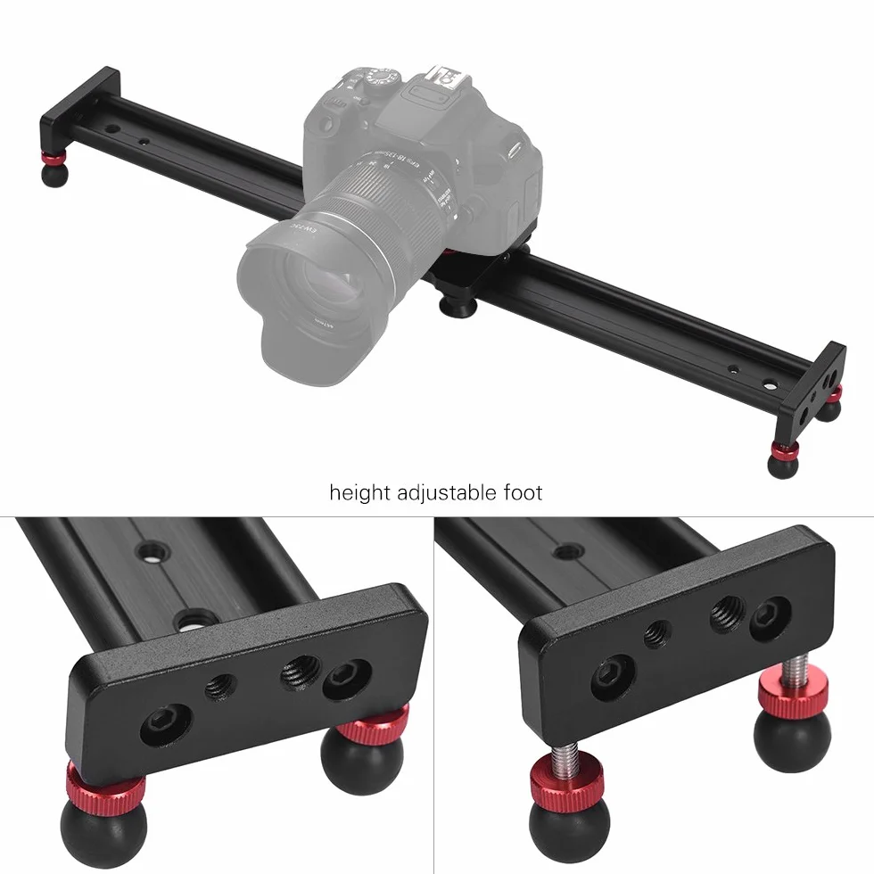 Andoer 50 cm/20 Pollici In Lega di Alluminio Telecamera Slider Video Stabilizzatore Rail per DSLR Camera Camcorder DV Film Fotografia, Caricare Fino a 11 Libbre