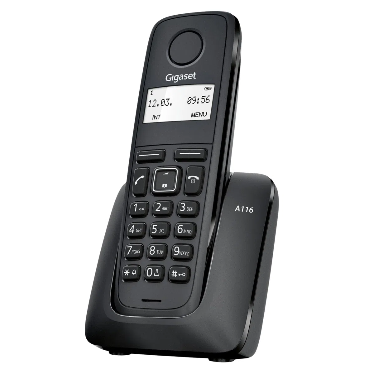 Gigaset A116 - Telefono Cordless - Durata delle batterie 12 ore di conversazione e 130 ore di standby - Fino a 50 voci, Nero [Compatibile in IT, ES]