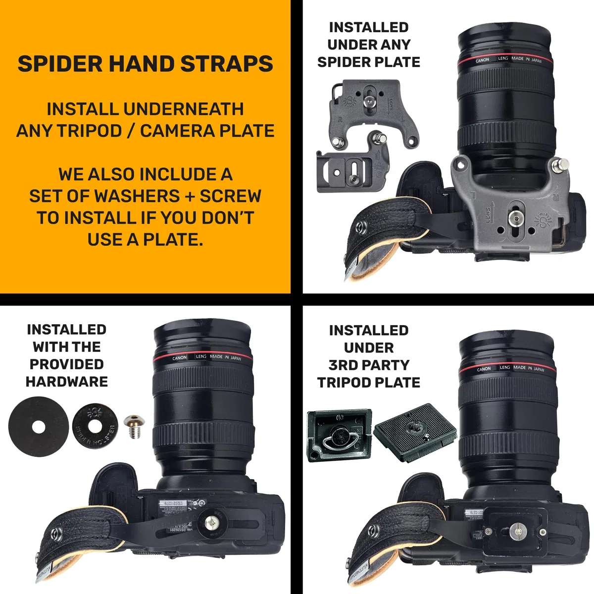 SPIDER HOLSTER SpiderPro Camera Hand Strap v2 with Snap Assembly and Optional Wrist Strap DSLR and Mirrorless Compatible