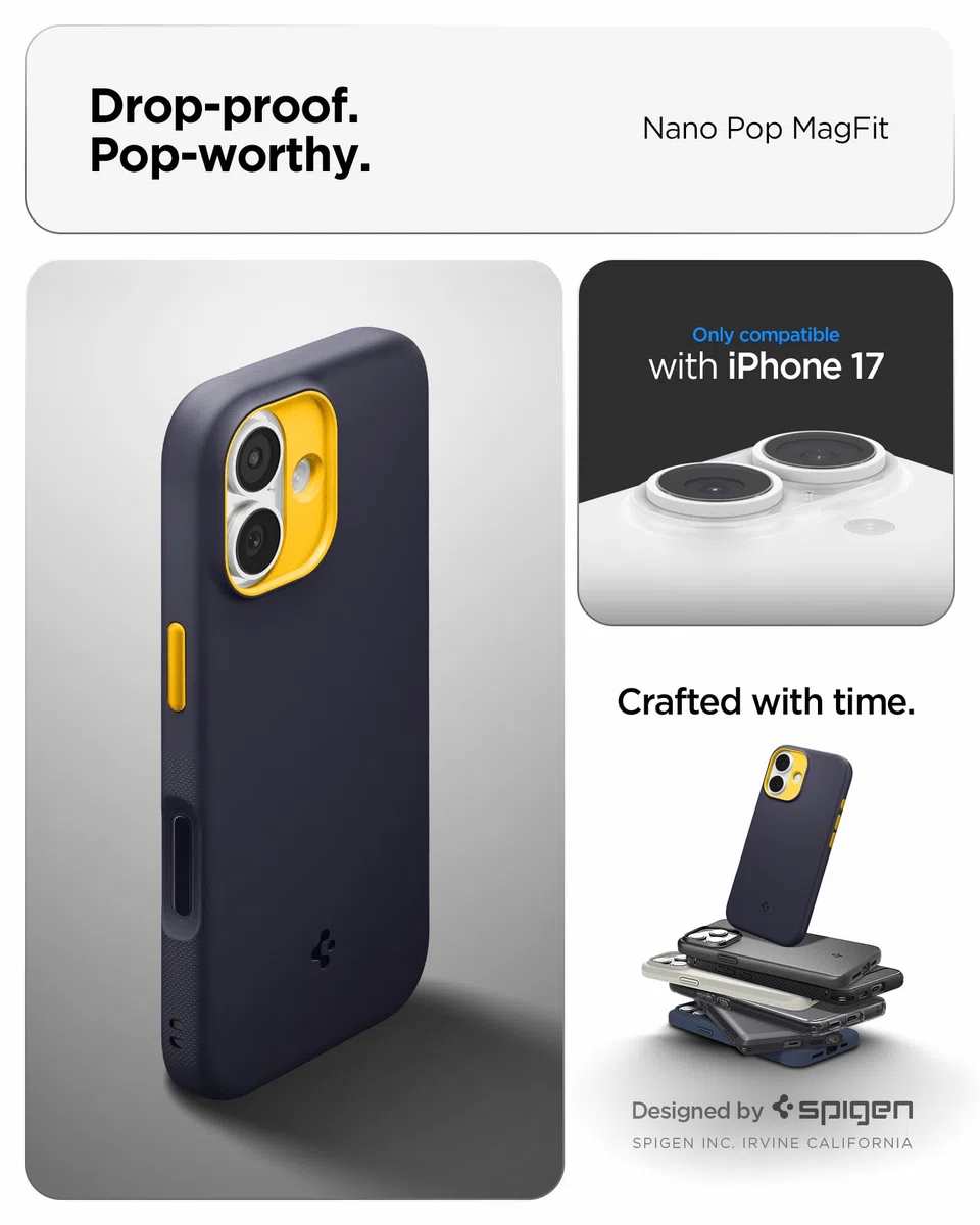 Spigen Cover per iPhone 17, Nano Pop MagFit, Compatibile con MagSafe - Blueberry Navy
