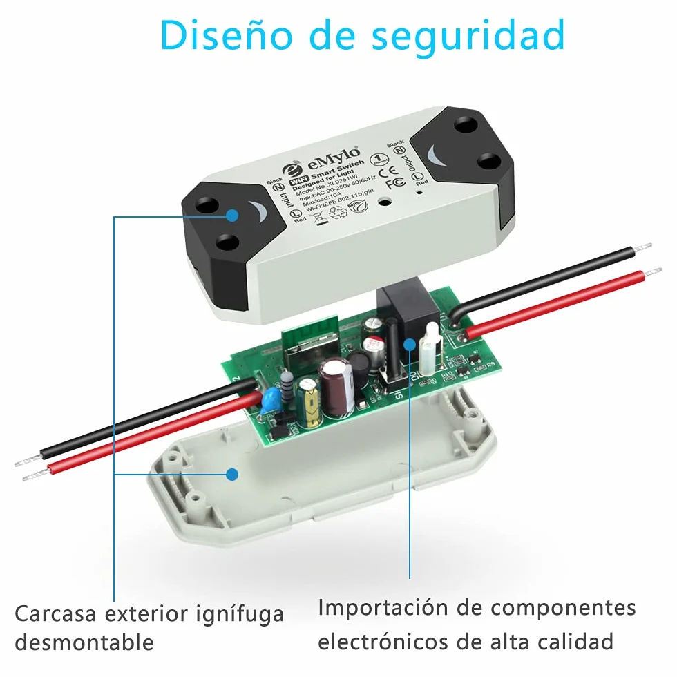eMylo Smart Wireless WiFi switch Interruttore luce Chip Tuya Modulo relè Telecomando domotica Compatibile con Alexa Echo Google Home Support iPhone Android 2 Pz