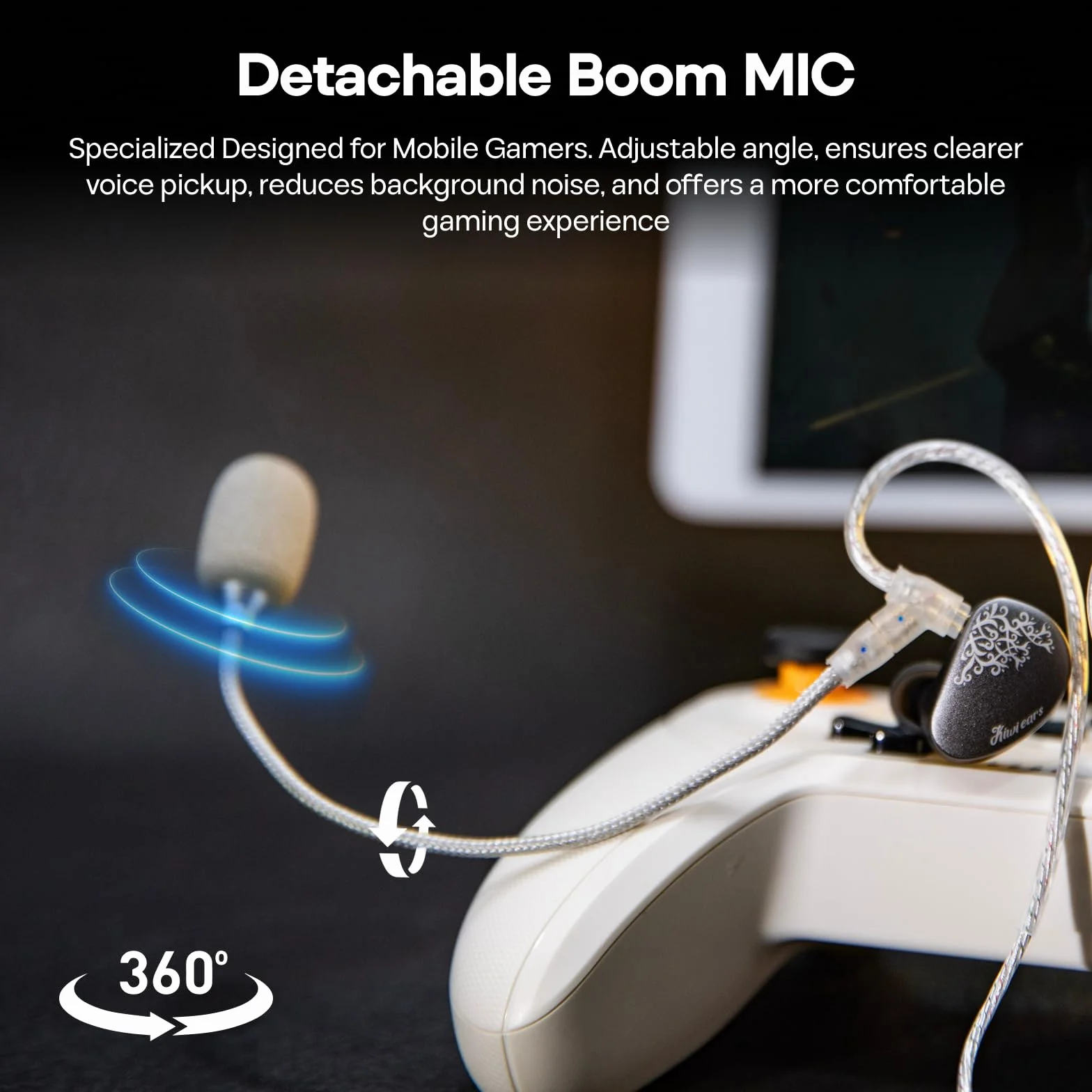 Linsoul Kiwi Ears S-Link Cavo IEM Type-C, Gaming DAC+DSP, Doppio Microfono (Lancia+Integrato), Controllo Intelligente 3 Modalità, Cavo Placcato 2-Pin 1,2m per Giocatori Mobili (Argento, Type-C)