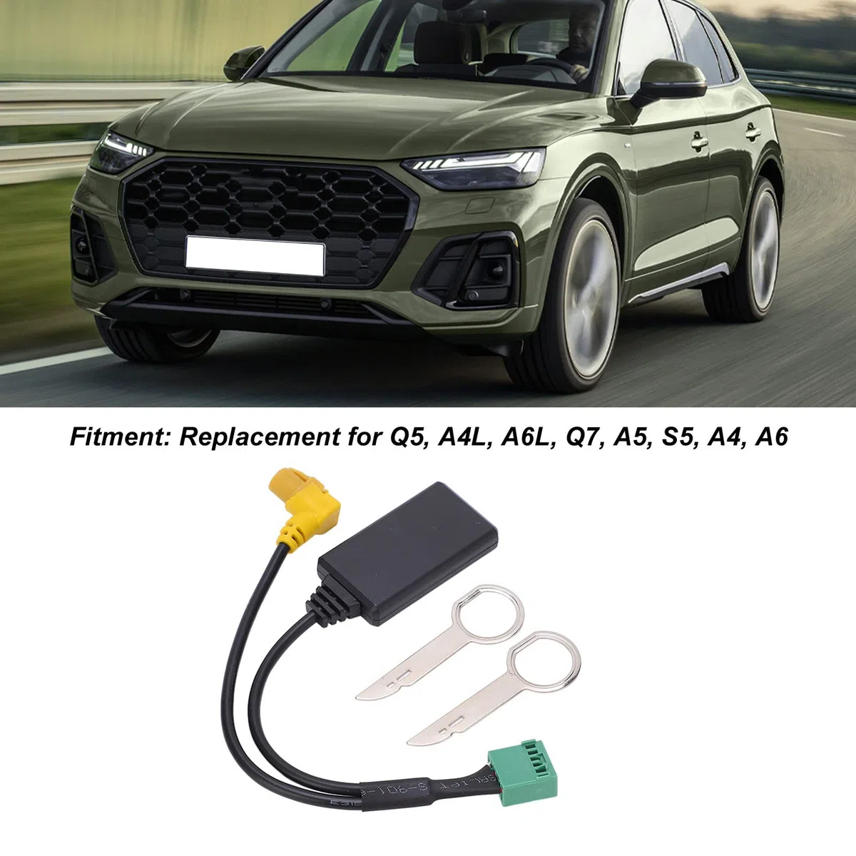 Cavo audio wireless per auto, MMI 3G AMI 12 pin Bluetooth 5.0 Adattatore cavo AUX Sostituzione ingresso audio wireless per A4 A6 Q5 Q7 A5 S5