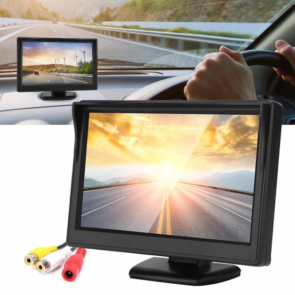 Monitor auto, 5 pollici HD TFT LCD Telecamera per retromarcia Supporto per monitor impermeabile PAL/NTSC per telecamera di backup per auto.