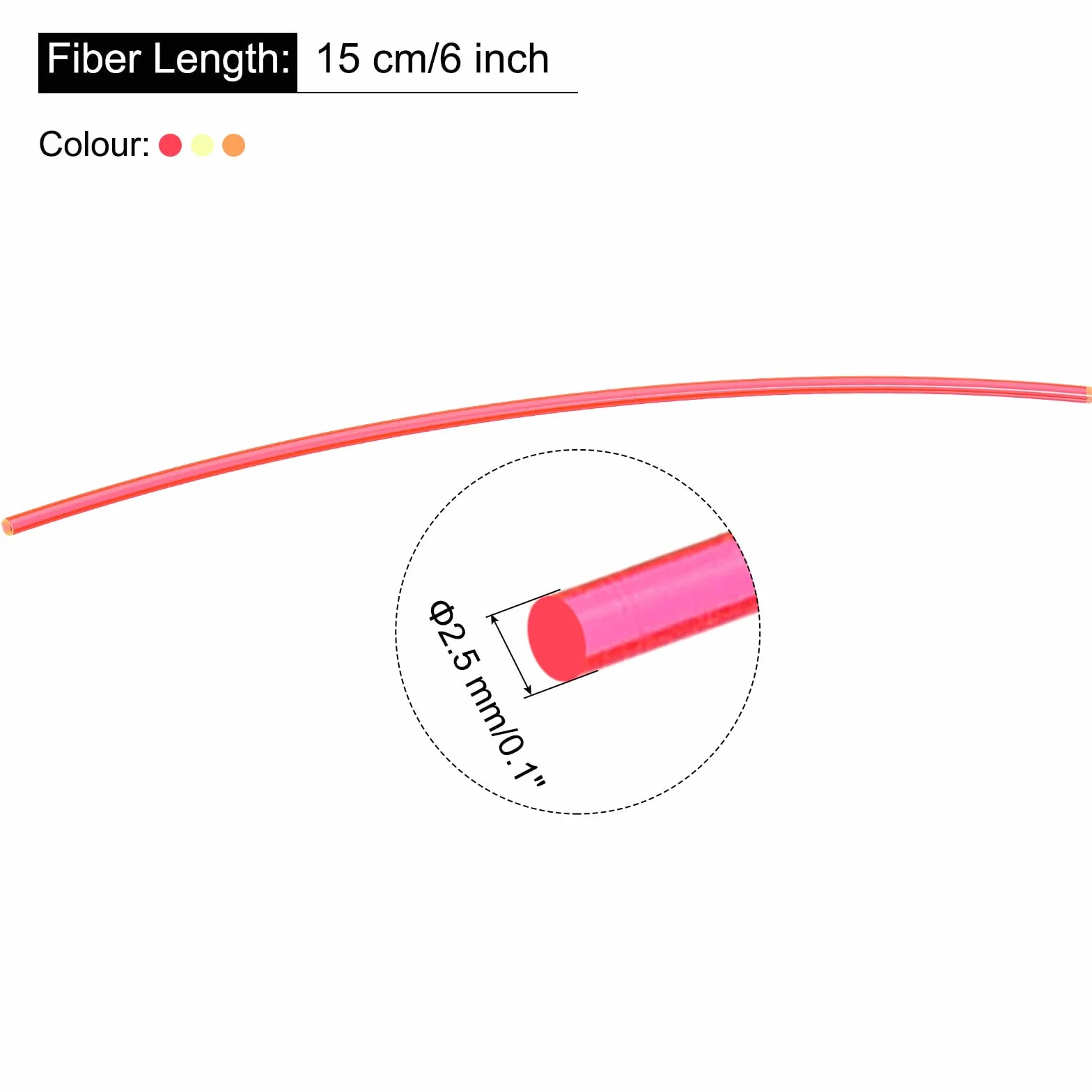 QUARKZMAN Sostituzione Fibra Ottica Mirino Aste, 6pz 2.5mmx15cm PMMA per Archi Mirini DIY Arte Fluorescenza Rosso Verde Arancione