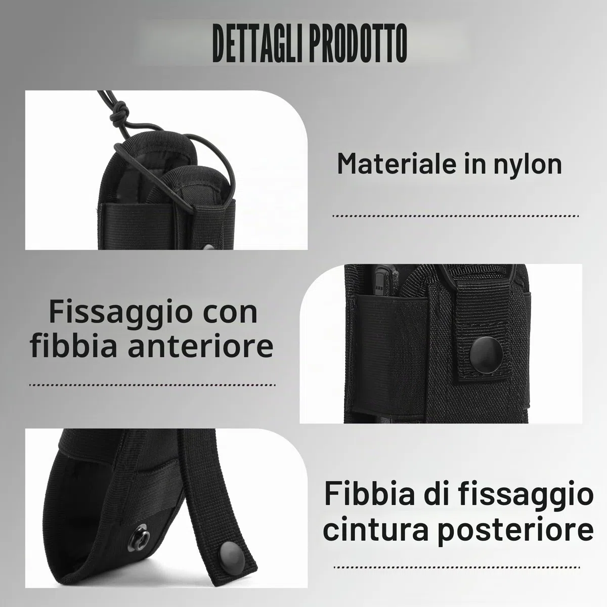 Walkie Talkie - Custodia in nylon per radiotelefoni, supporto regolabile per radio, custodia intercom per gilet, supporto radio per cintura
