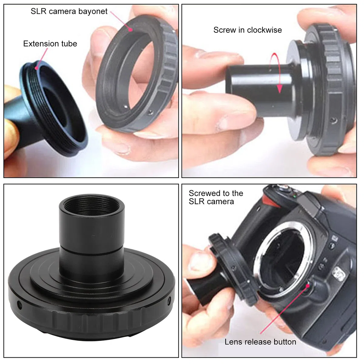 VBESTLIFE Anello Adattatore per Microscopio con Attacco a T, Microscopio da 23,2 Mm Tubo di Prolunga con Attacco a T Anello Adattatore per Montaggio a T2 per Attacco Pentax K