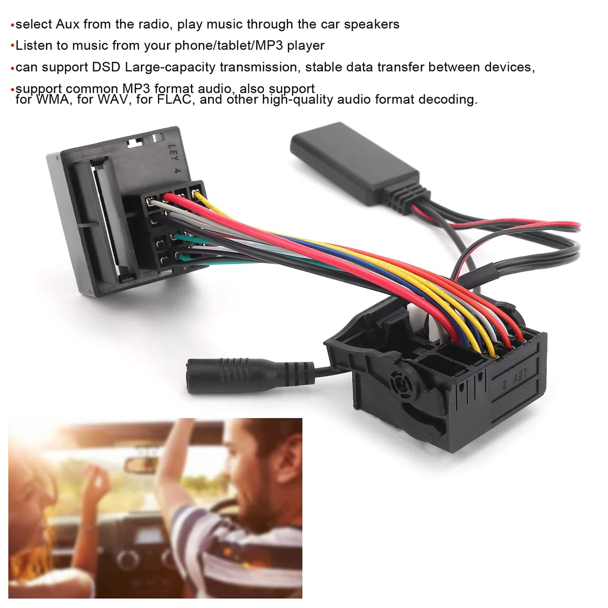 Adattatore audio per auto, adattatore audio per cavo 5.0 ‑IN per auto adatto per Citroen C2/C3/C4/C5/C6 con microfono