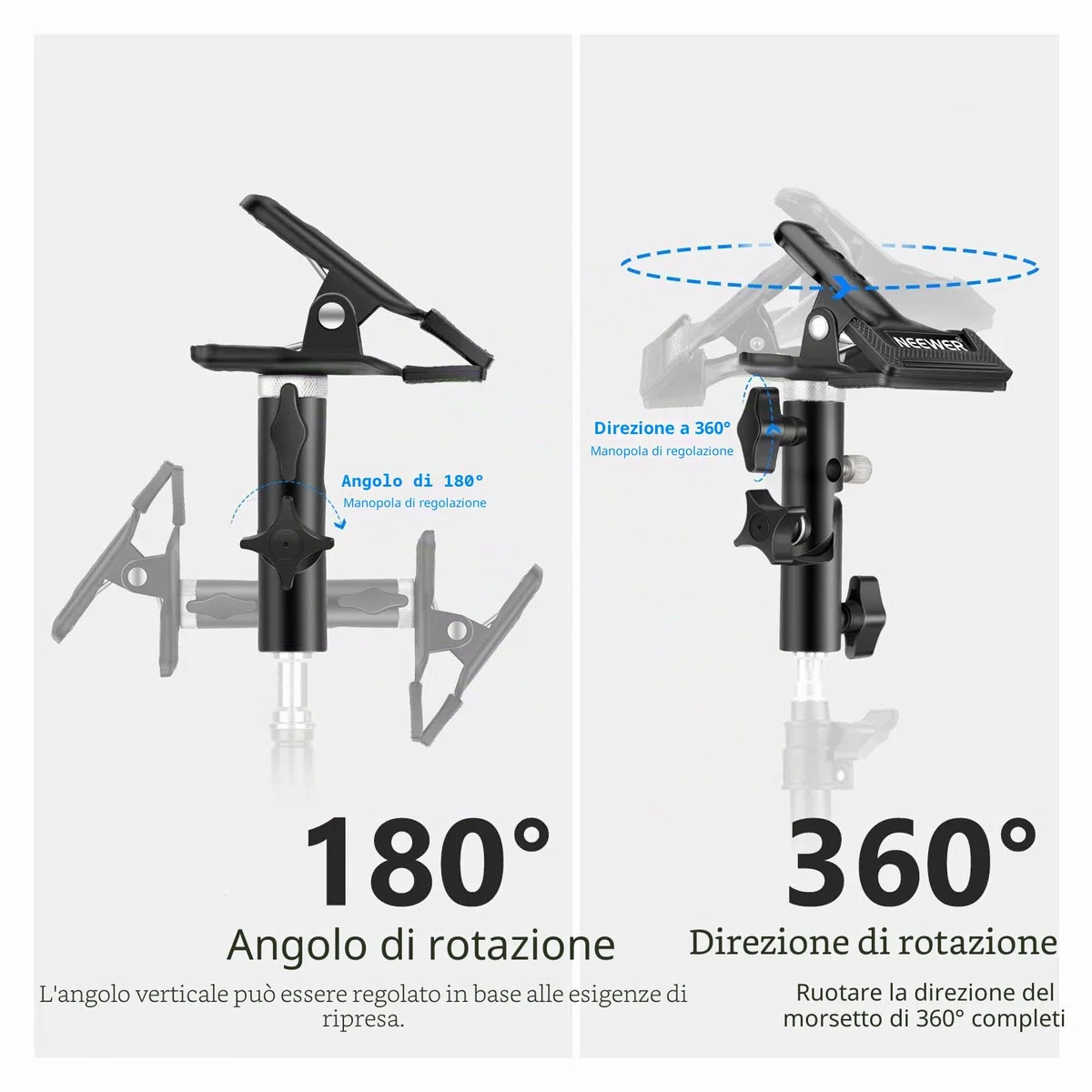 NEEWER Supporto per morsetto in metallo resistente per studio fotografico con attacco per supporto luce da 5/8" per riflettore