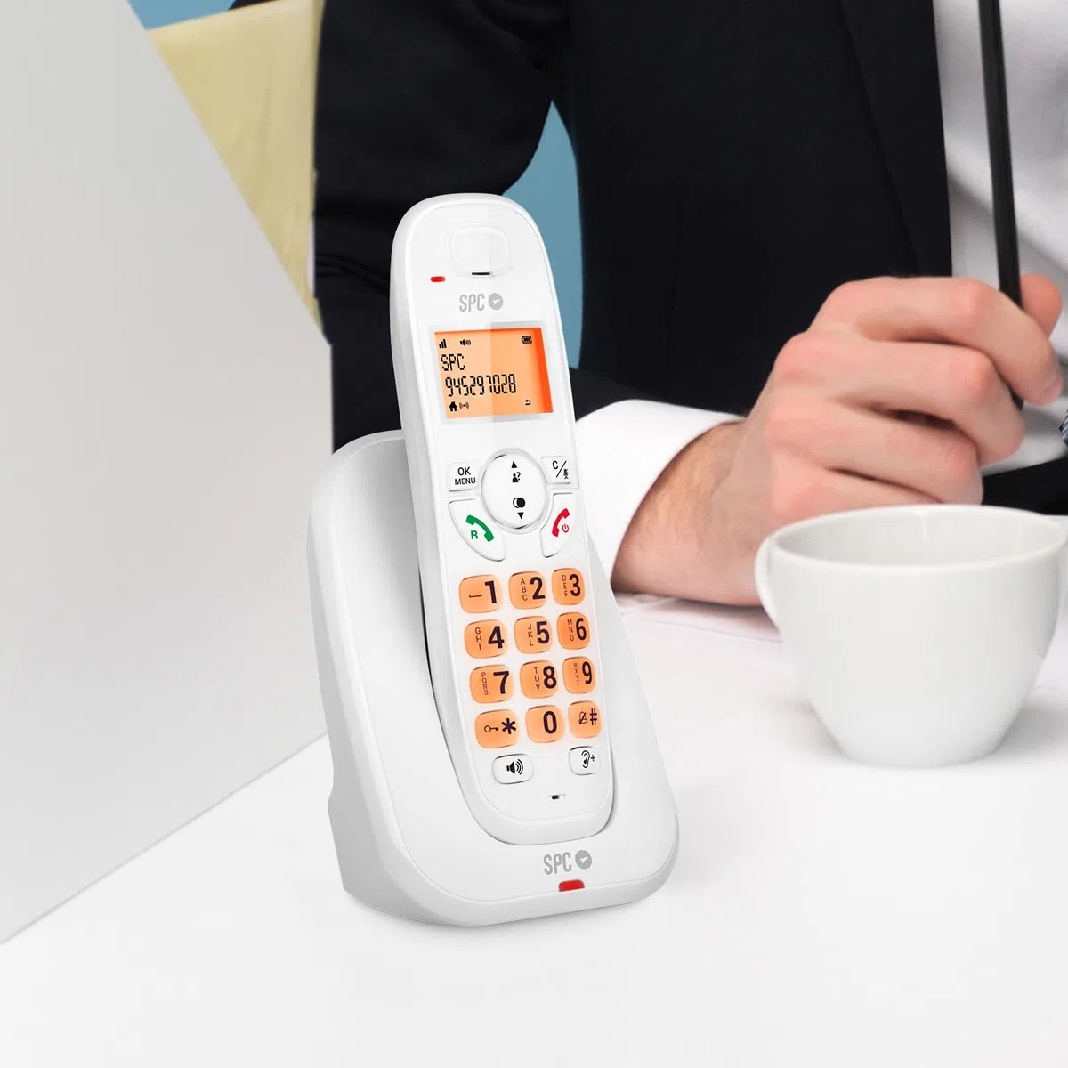 SPC Kairo – Telefoni fisso cordless, tasti e display illuminati, identificazione chiamante, volume extra, compatibilità GAP, modalità eco, blocco chiamate, vivavoce, rubrica 30 contatti – Bianco