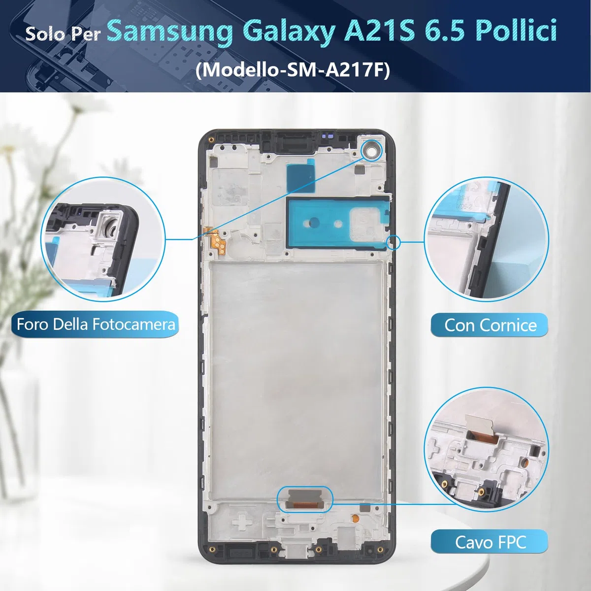 RongZy LCD Schermo per Samsung Galaxy A21s A217F di Ricambio Display Touch Screen Digitizer Parti di Riparazione per Galaxy A21s LCD Display con Strumenti(6.5",Nero con Cornice)