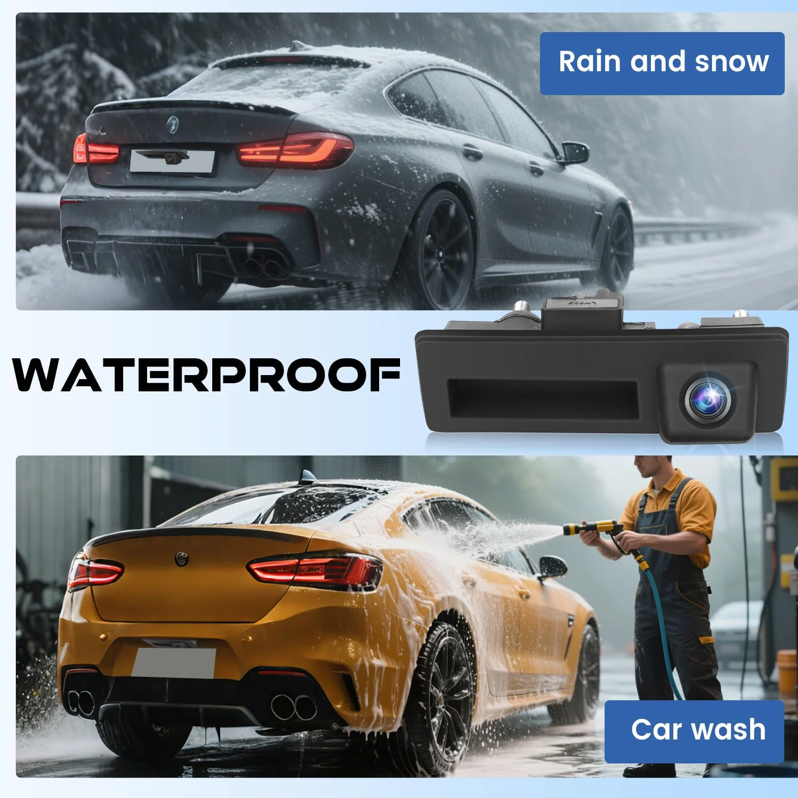 Telecamera Retromarcia Maniglia del Tronco per VW Audi, Hodozzy HD Visione Notturna Telecamera Posteriore 170°Impermeabile AHD & CVBS per Audi A3/A4L/Q5/S3 per VW Passat/Tiguan/sagitar/Lavida 12V