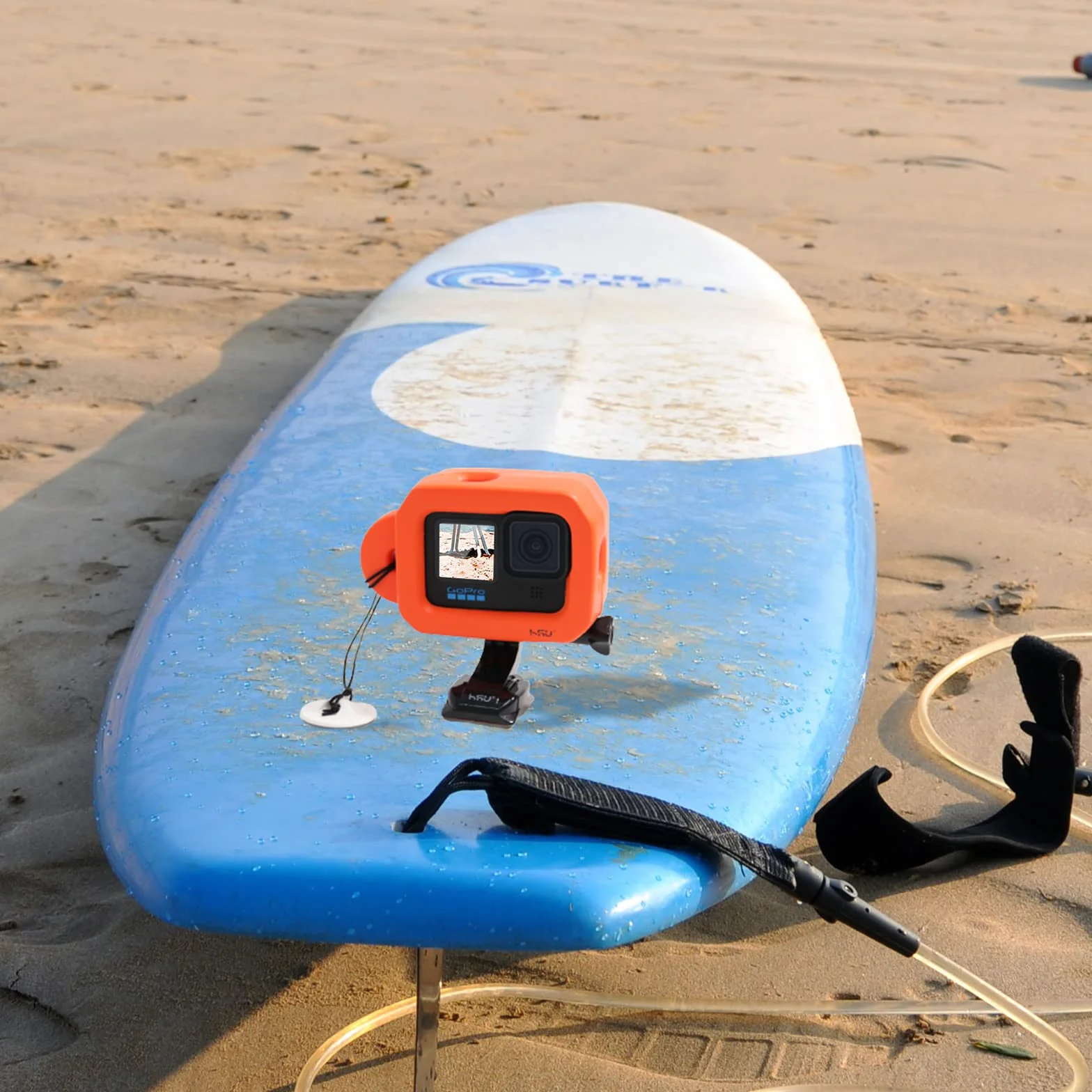 HSU Custodia Galleggiante per GoPro Hero 12/11/10/9, Accessorio per Custodia Galleggiante per Sport Acquatici Surf Nuoto Immersioni (Arancione)