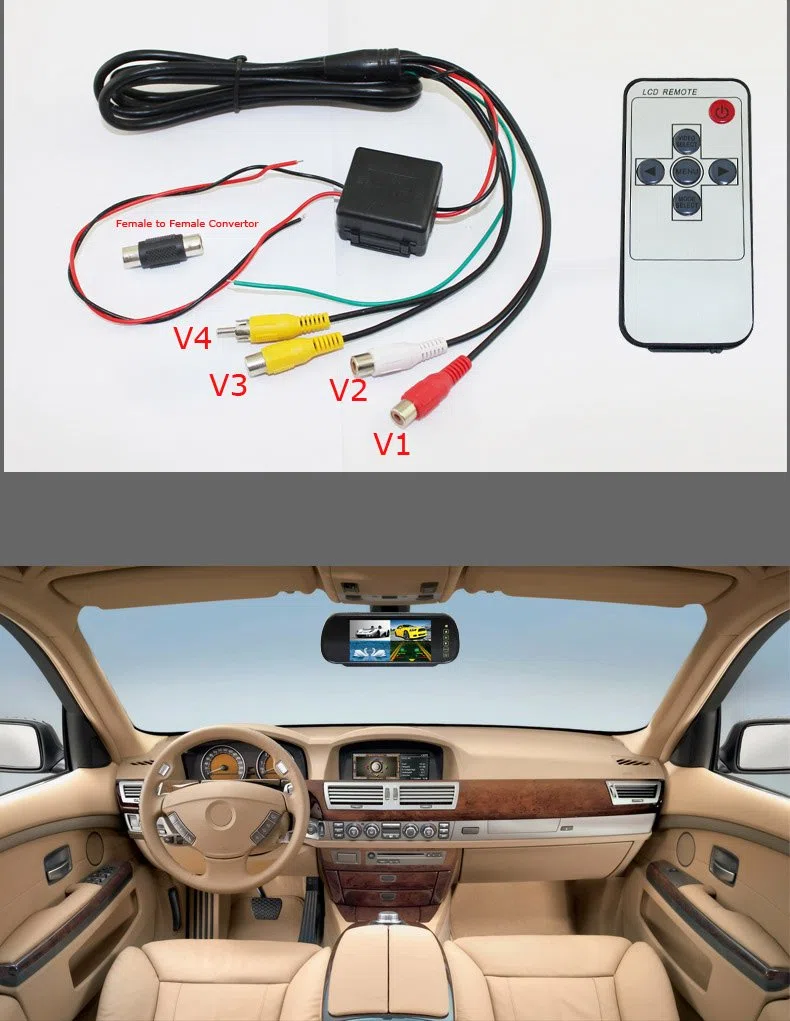 7 pollici auto specchietto retrovisore Monitor Video 4 CH ingresso Split Quad Display Schermo a colori 9 – 36 V