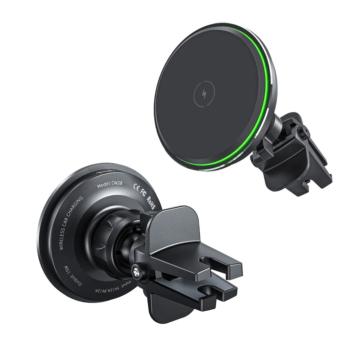 Tigratigro Caricabatterie Wireless Magnetico per Auto Qi 15W,Ricarica Veloce, Supporto Auto Mag-safe, Compatibile con Mag-Safe per iPhone 12/13/14/15 Serie