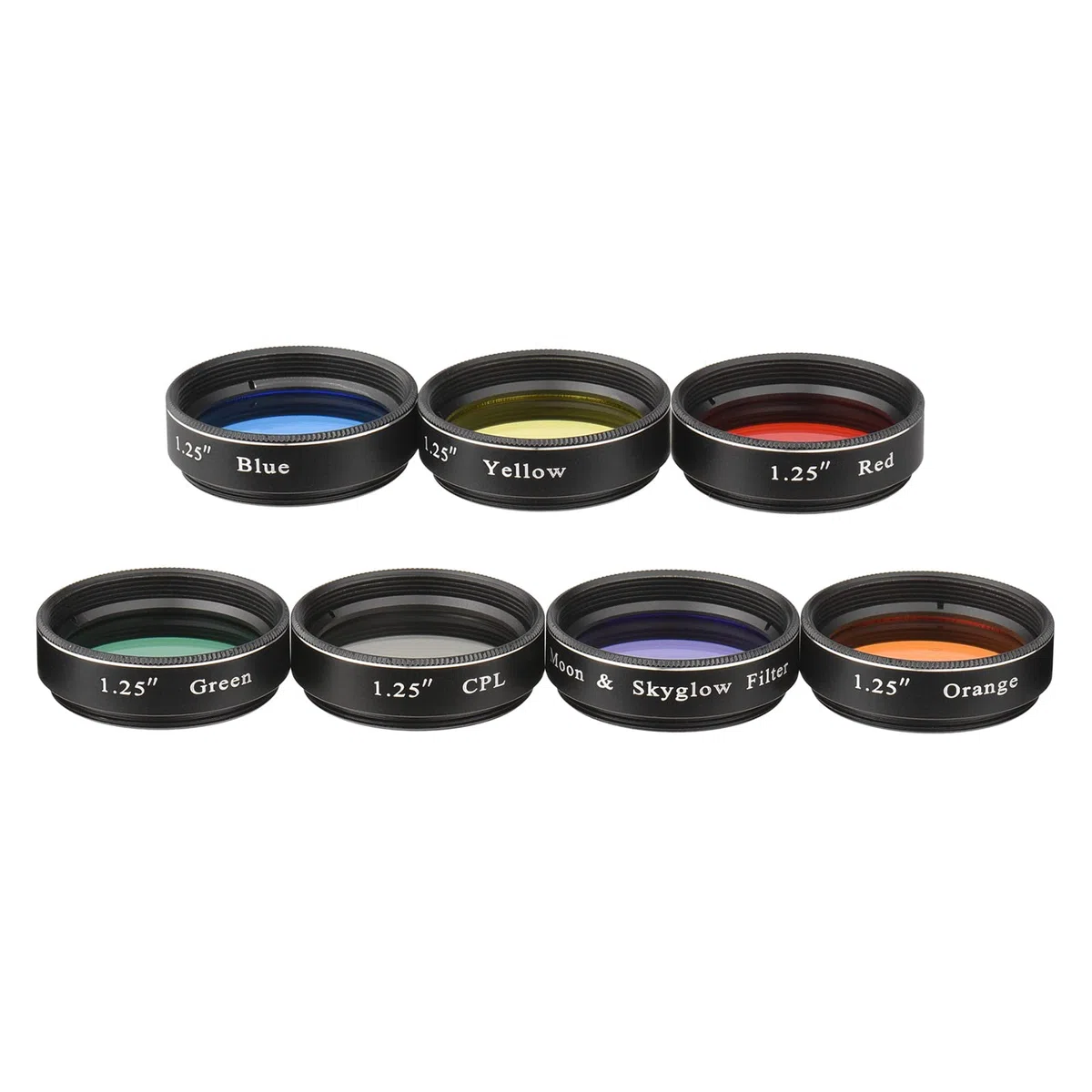 Set di filtri per oculari per telescopio da 1,25 pollici Filtro luna e cielo Glow Filtro CPL Rosso Arancione Giallo Verde Blu Filtri colorati per l'osservazione planetaria lunare