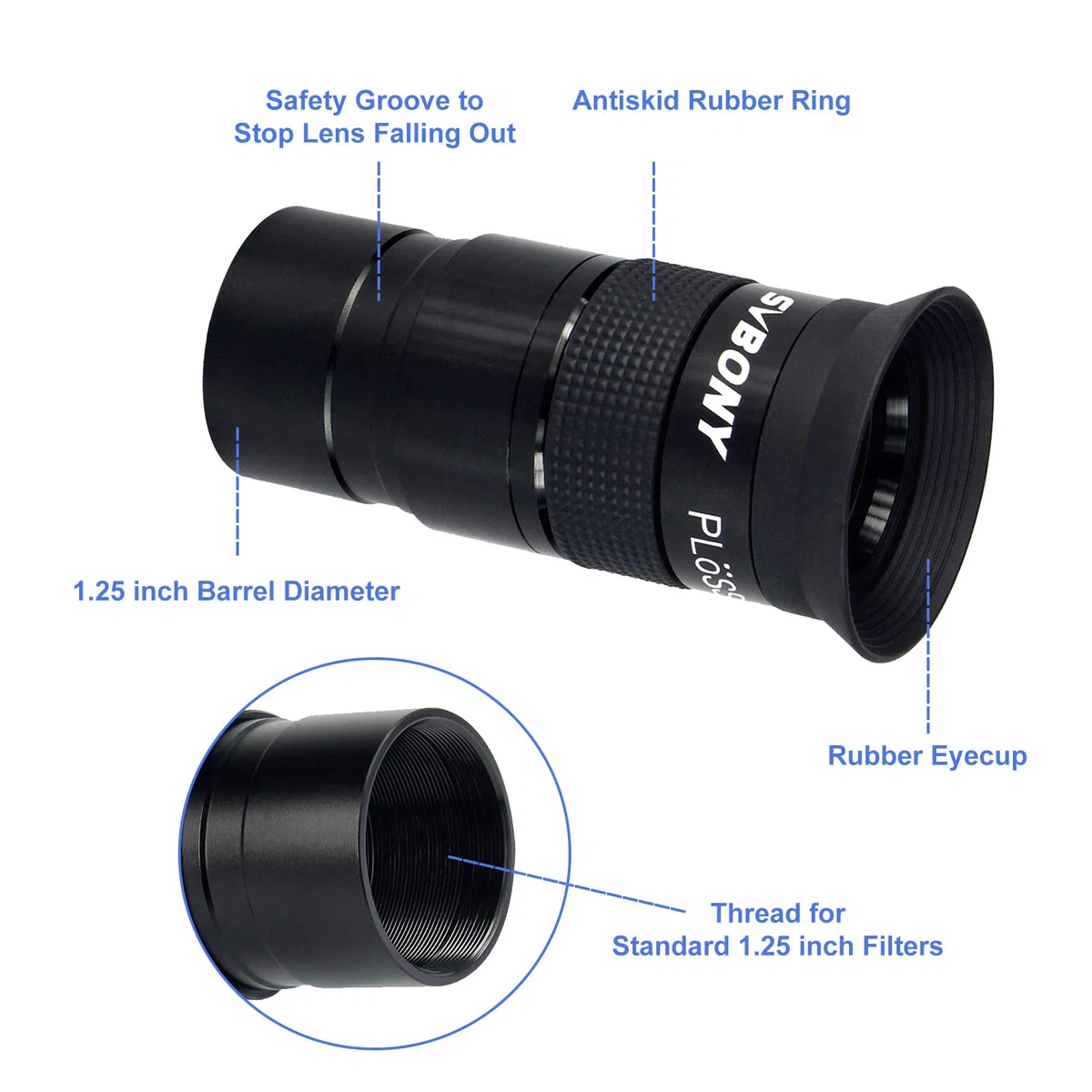 Svbony Oculare Telescopio, Plossl Oculare 1.25, 40mm Rivestito Verde Oculare per Telescopio Astronomico