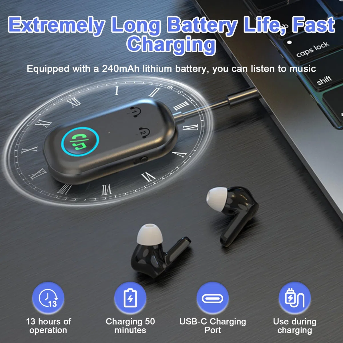 Trasmettitore Bluetooth 5.3, Adattatore Bluetooth 2-in-1, Adattatore Cuffie Aereo Supporta 2 Auricolare, 3.5 mm AUX Jack Trasmettitore per TV, Telefono Mobile, Car Audio Systems, Palestra